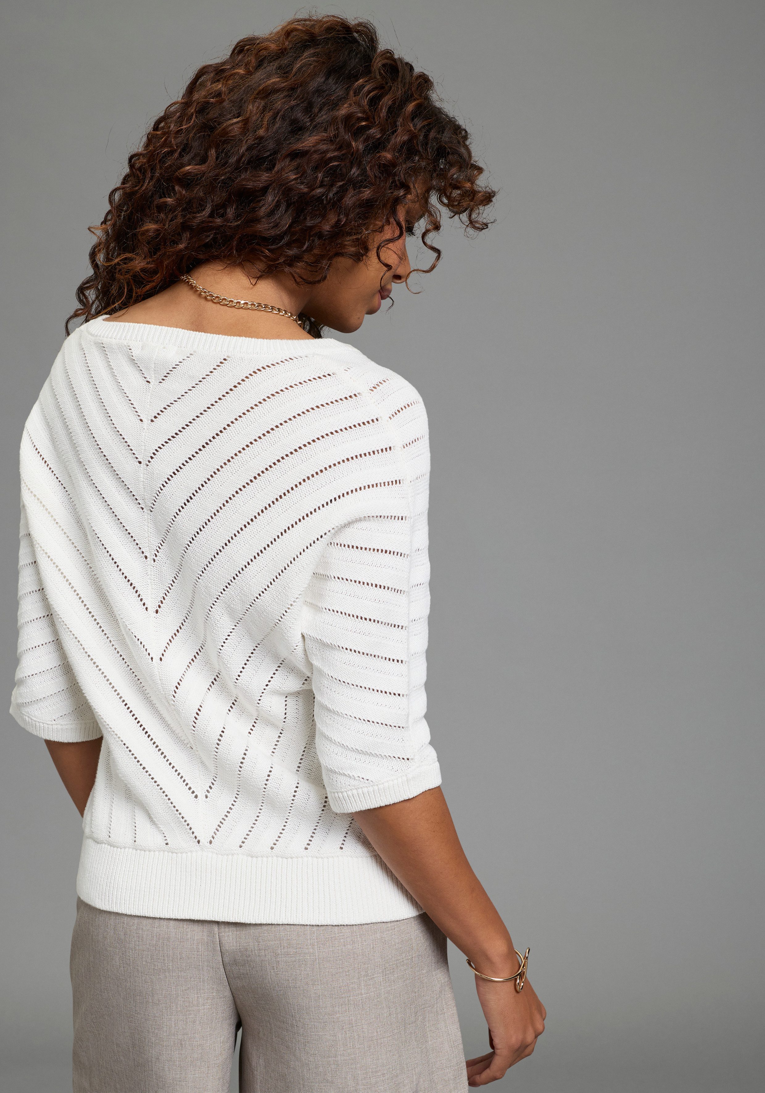 Bruno Banani Fledermauspullover in Ajour-Optik, ideal für den Frühling günstig online kaufen