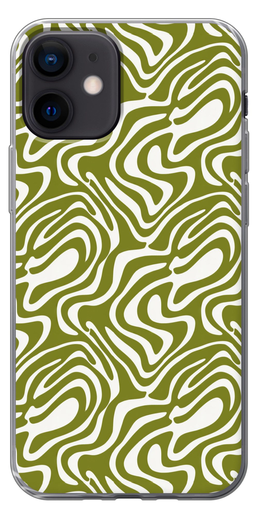 MuchoWow Handyhülle für Apple iPhone 12 Mini Linienmuster - Grün - Bio, Smartphone-Bumper, Print, Handy Schutzhülle Dünn