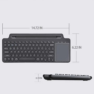 yozhiqu Universelle 2,4-G-Bluetooth-Tastatur mit Touchpad – Zweitumschaltung Tastatur mit Touchpad (Bluetooth + kabellose Verbindung,Stummschalttaste,Multifunktionstaste)