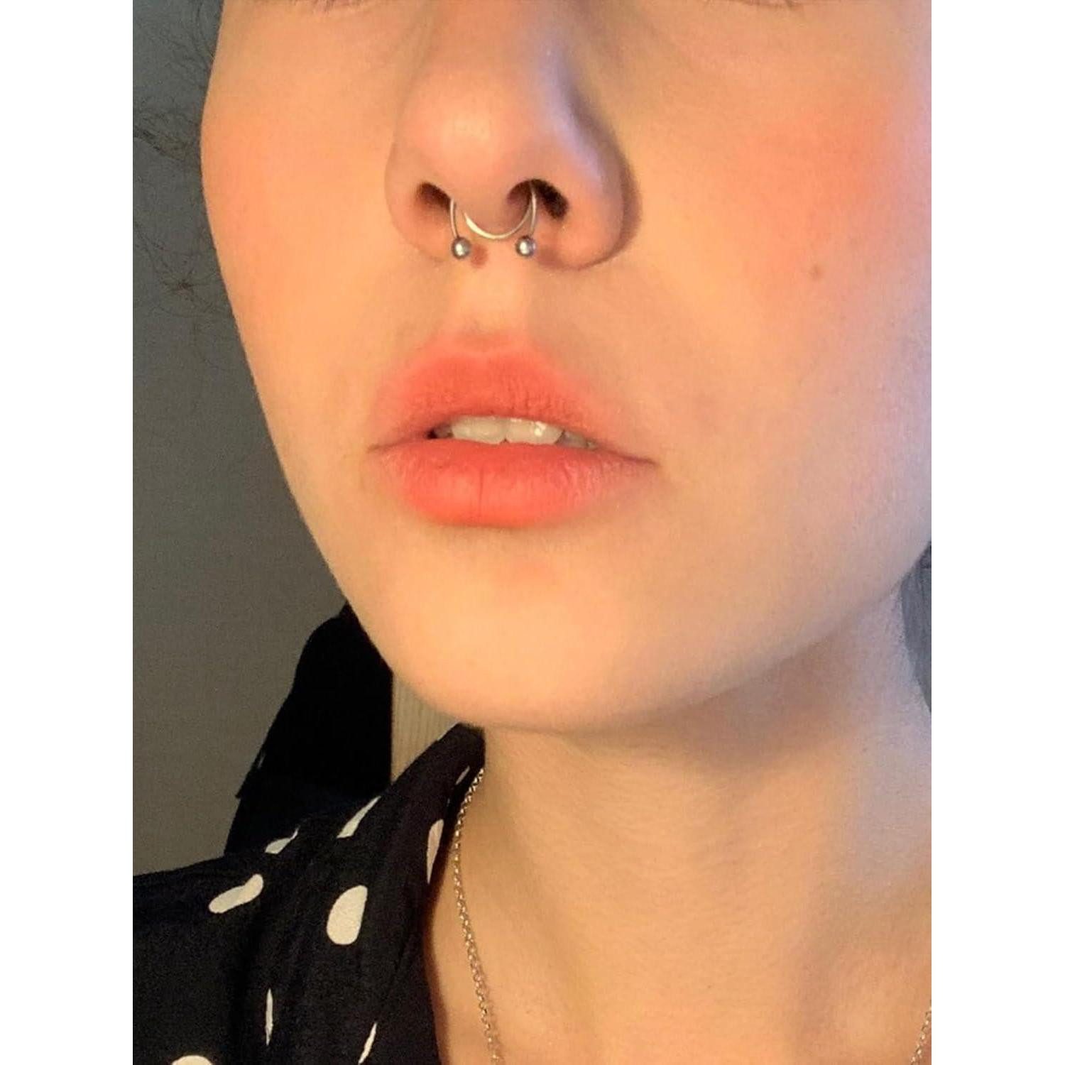 MODRSA Nasenpiercing Fake Nasenpiercing 20G Silber Edelstahl Septum Nase Hoop Ring Piercing – Bild 5 von 5