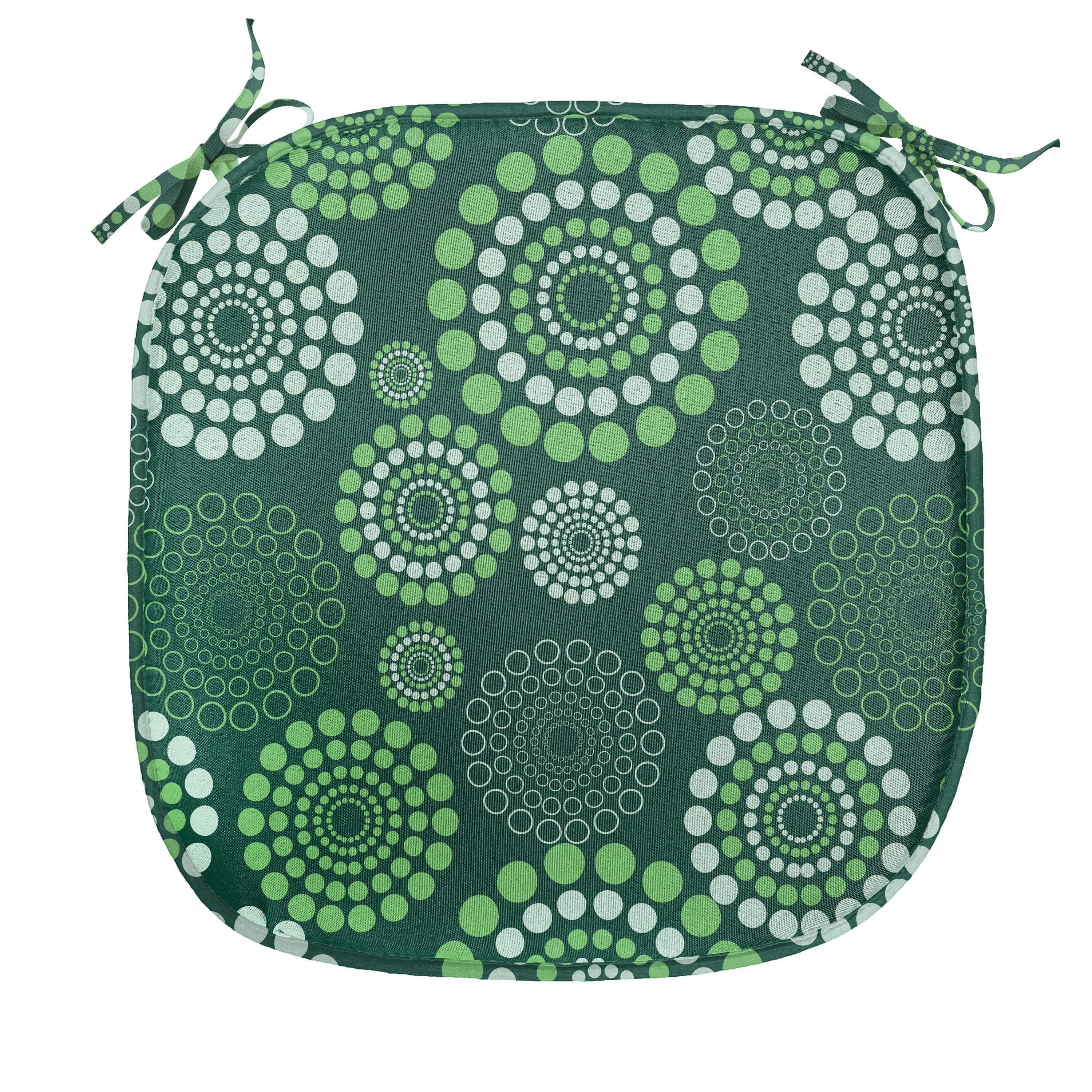 Abakuhaus Stuhlkissen Dekoratives wasserfestes Kissen mit Riemen für Küchensitze, Abstrakt Grün gepunktete Muster