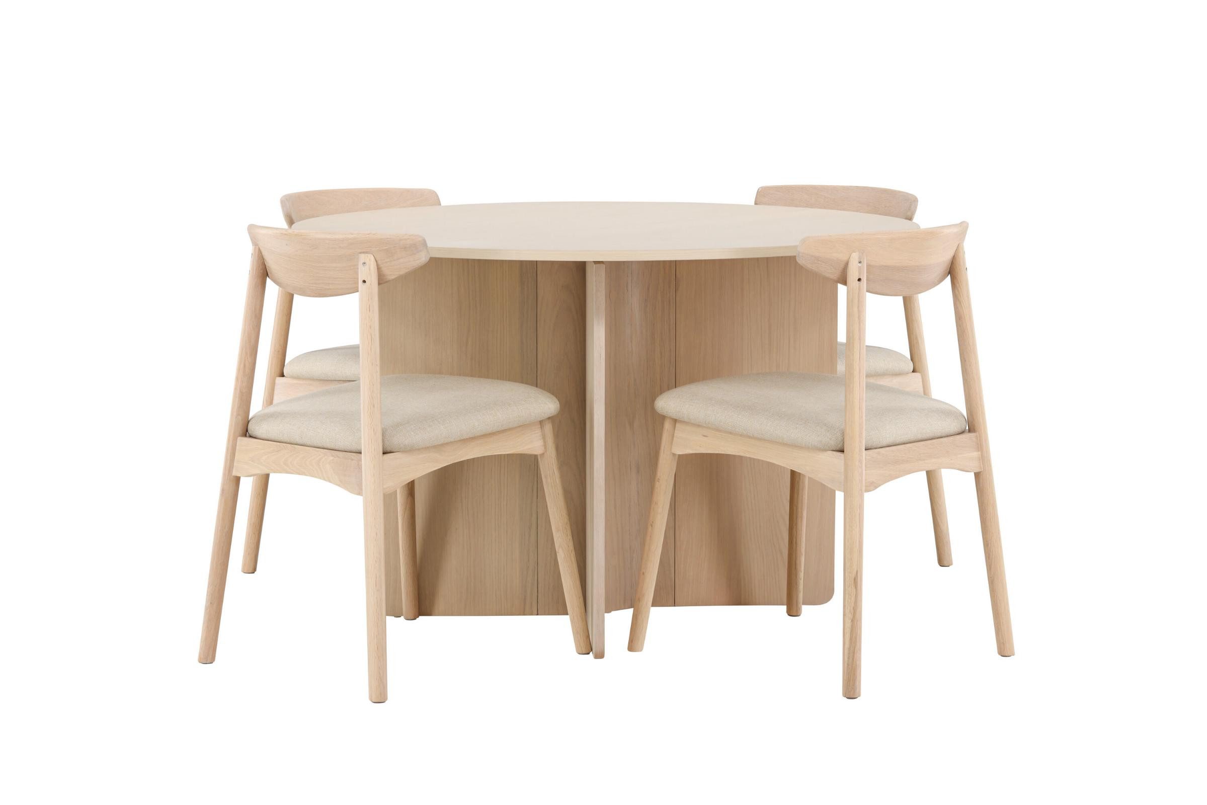ebuy24 Essgruppe Tyresö Essgruppe Esstisch Whitewash 4 Stühle White, (5-tlg)
