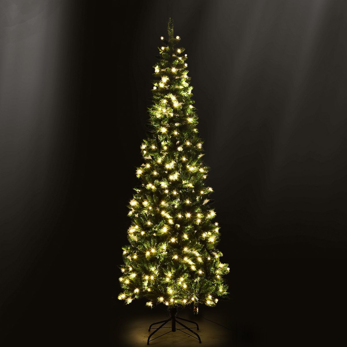 COSTWAY Künstlicher Weihnachtsbaum, mit 350 warmweißen LEDs, 1085 PVC Spitzen