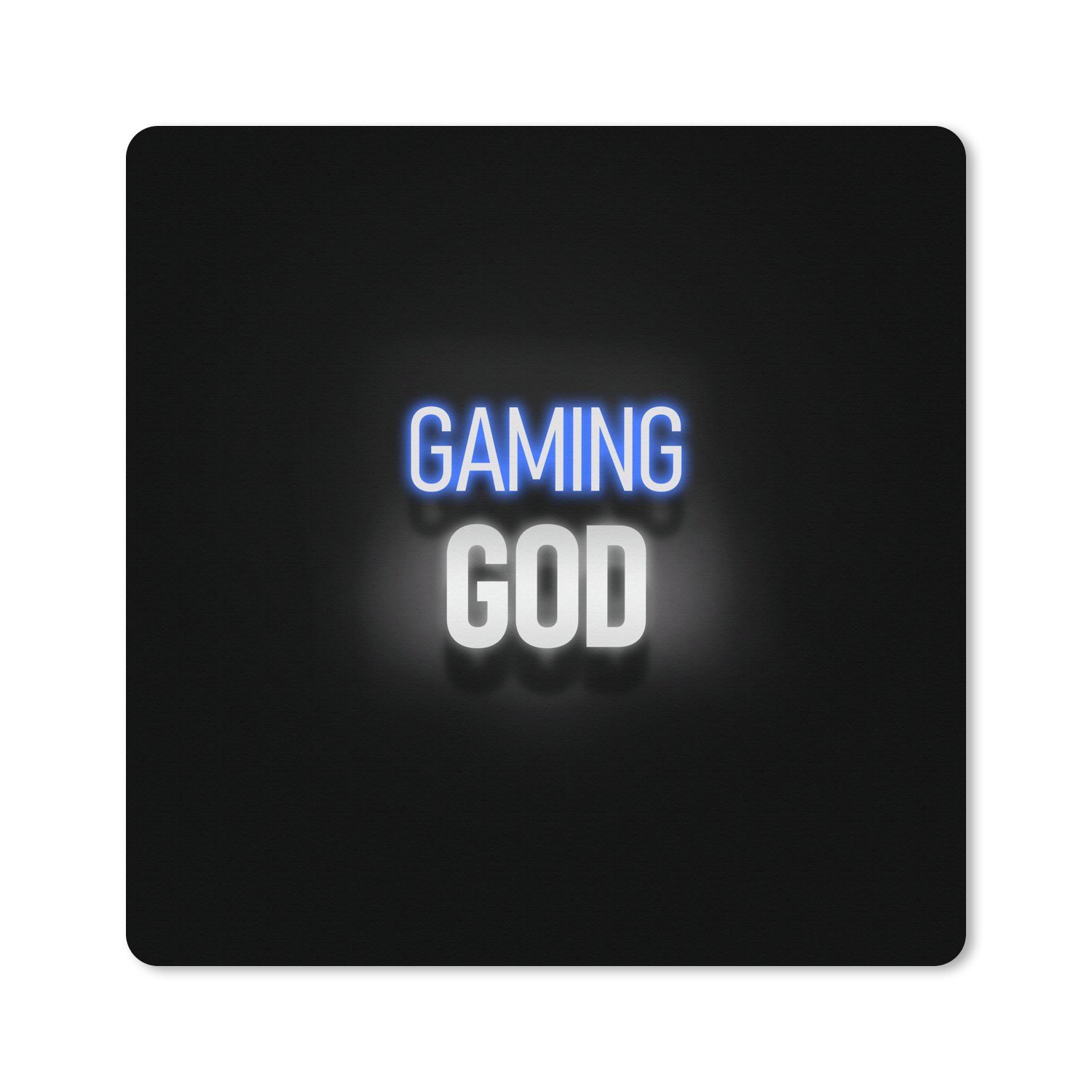 MuchoWow Gaming Mauspad Gaming - Sprichwörter - Gaming-Gott - Schwarz - Neon (1-St), Gaming, Rutschfester Unterseite, Mausunterlage, 80x80 cm, XXL, Großes