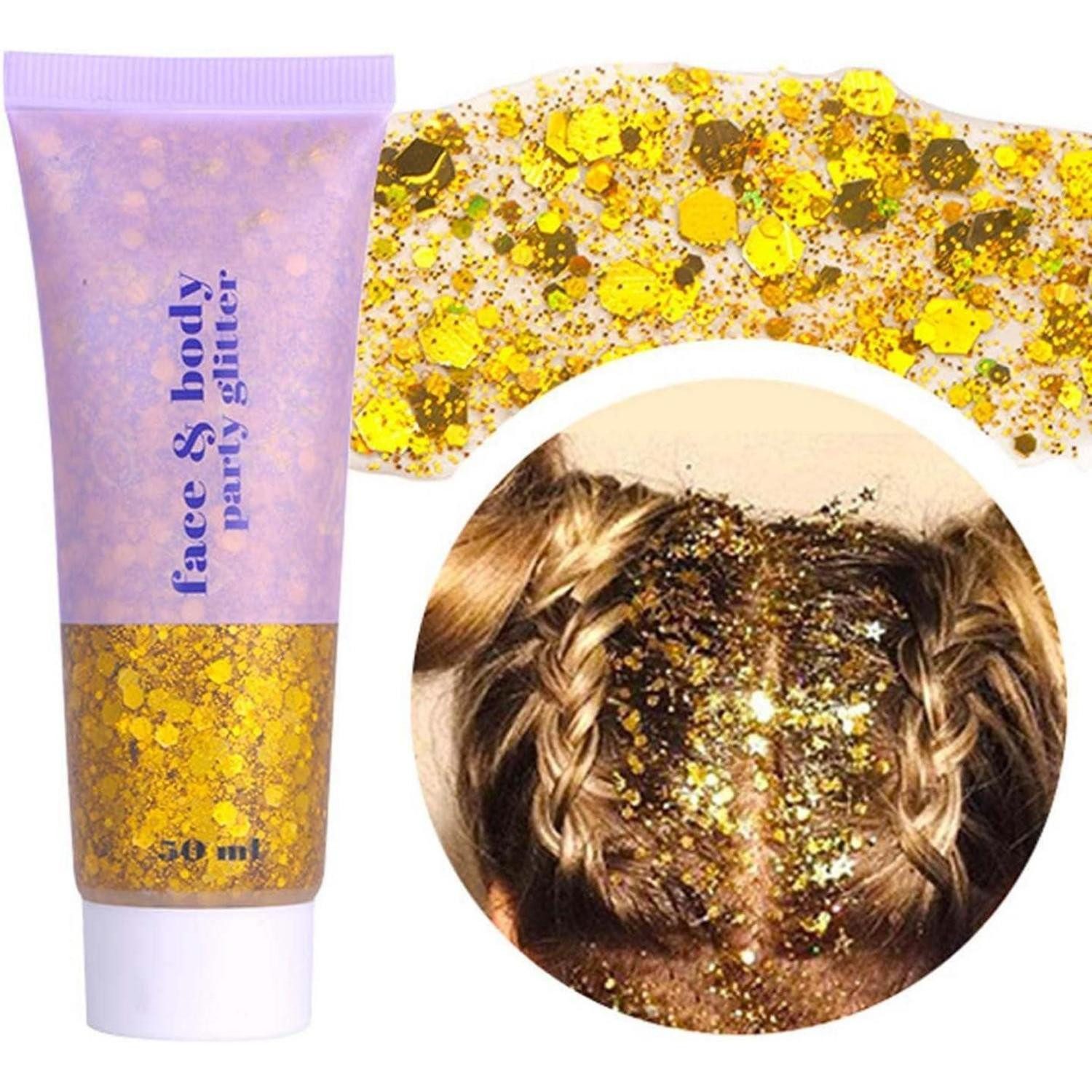 LuxusKollektion Gesichtsgel Body Glitter Gel 50ml Mermaid Sequins Chunky Liquid Kit Sparkles