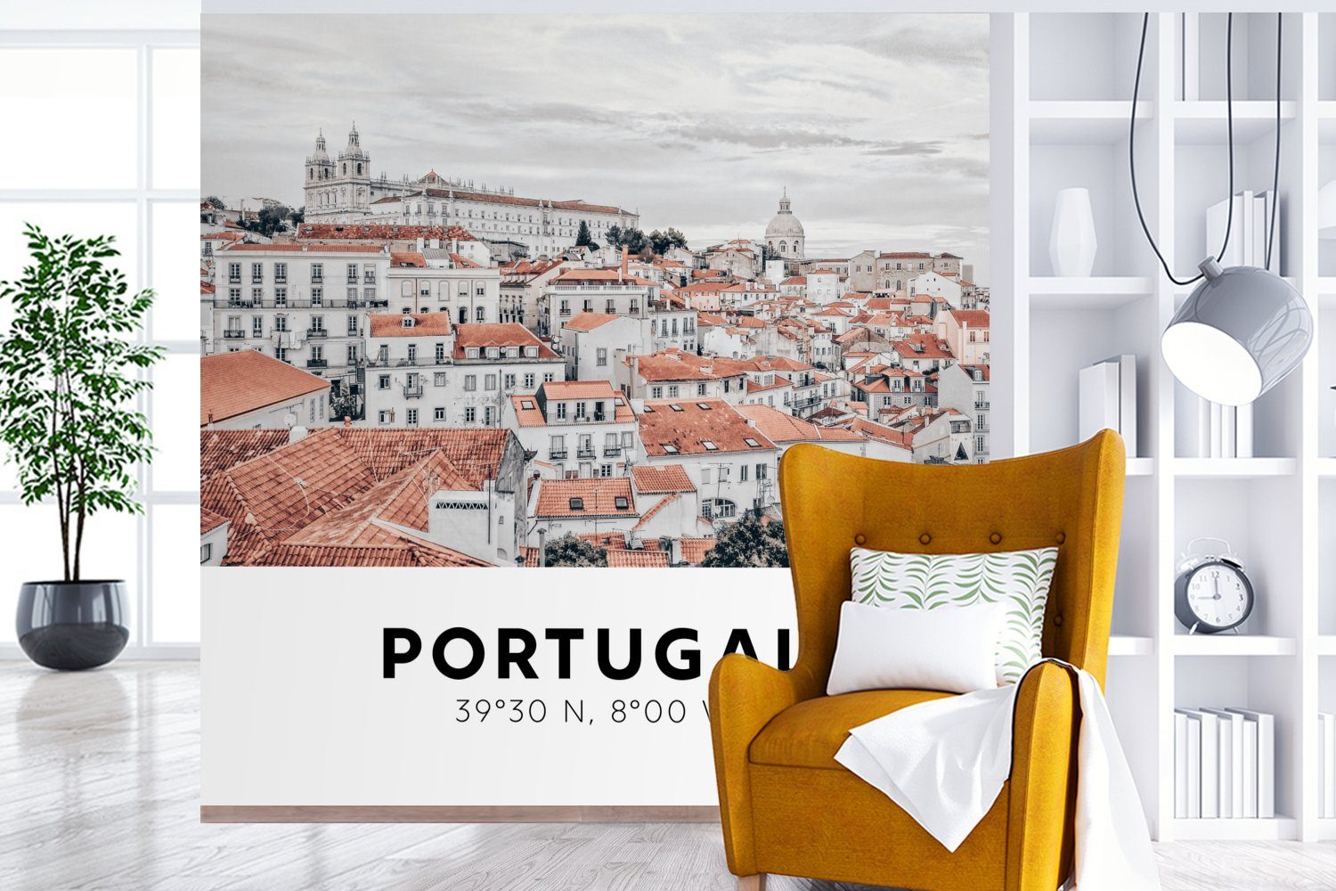 MuchoWow Fototapete Portugal - Lissabon Wohnzimmer oder - (5 Tapete Vinyl Matt, bedruckt, Schlafzimmer, Häuser, St), für Wandtapete