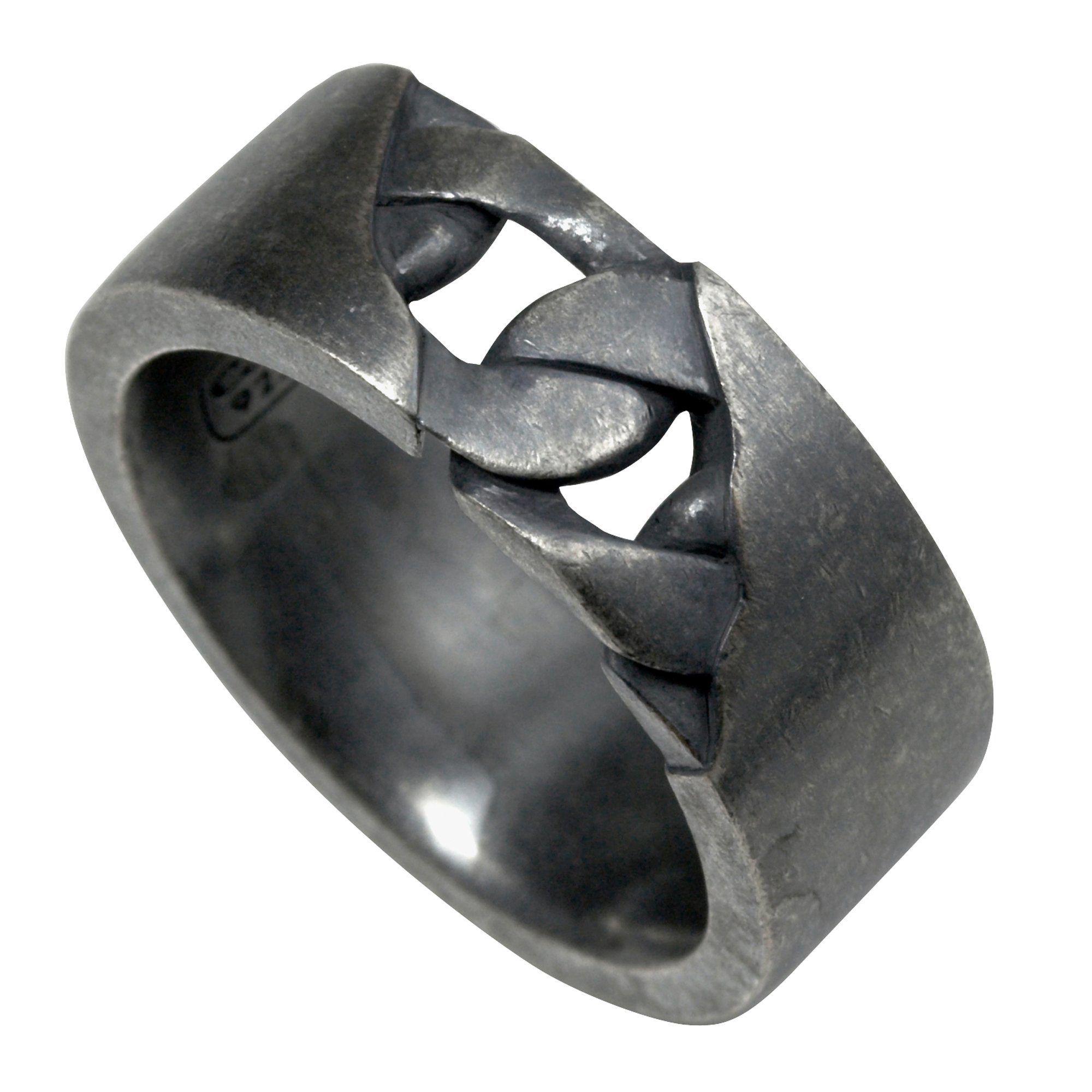 CAÏ Fingerring 925/- schwarz Silber Sterling oxidiert matt