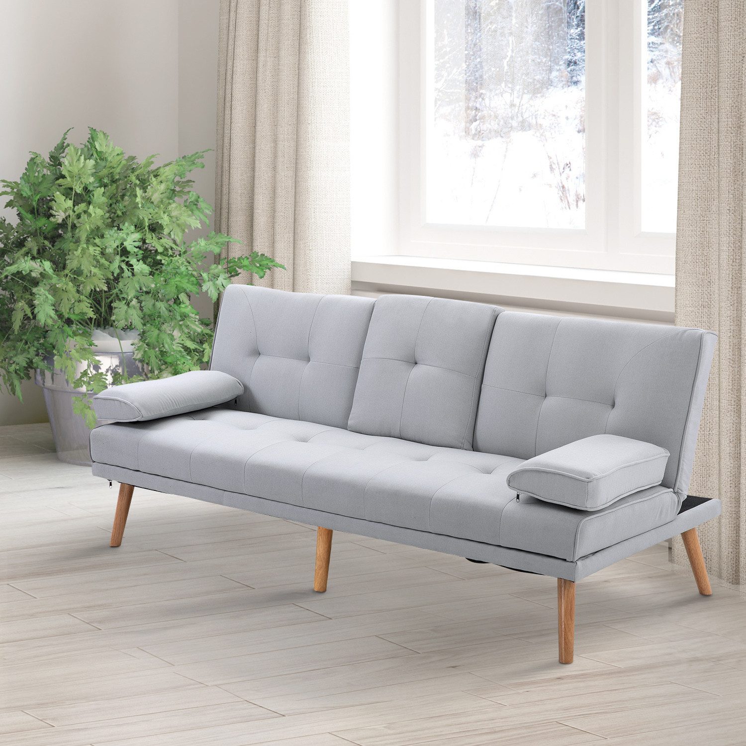 HOMCOM Schlafsofa Dreisitzer mit Bettfunktion, Einzelbett günstig online kaufen