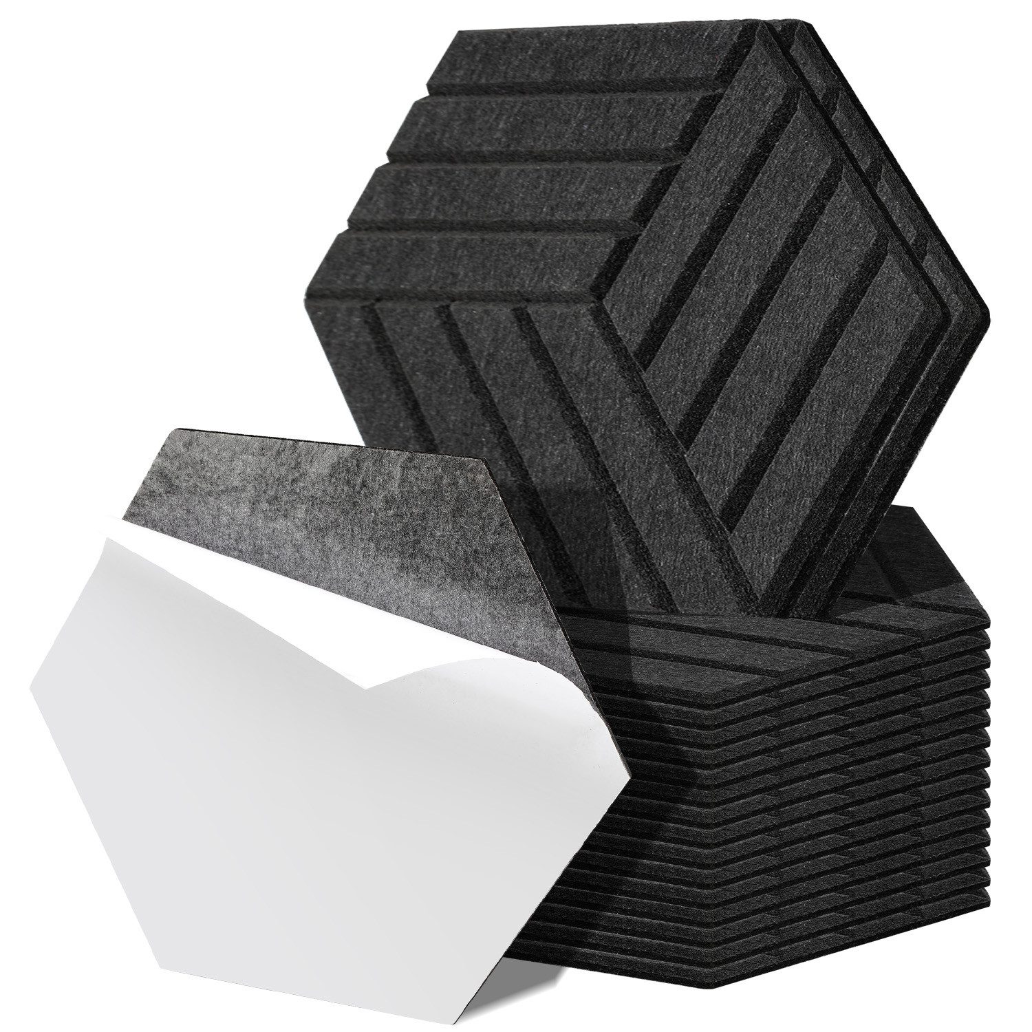 Clanmacy Akustikplatte 18 stuks Akustikplatten Hexagonal gestreift Selbstkl günstig online kaufen