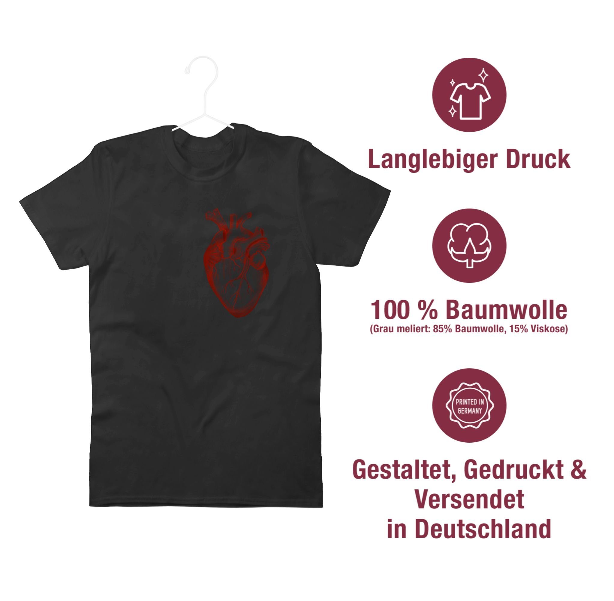 Geschenke Schwarz Herz T-Shirt Shirtracer 02 Nerd Anatomie