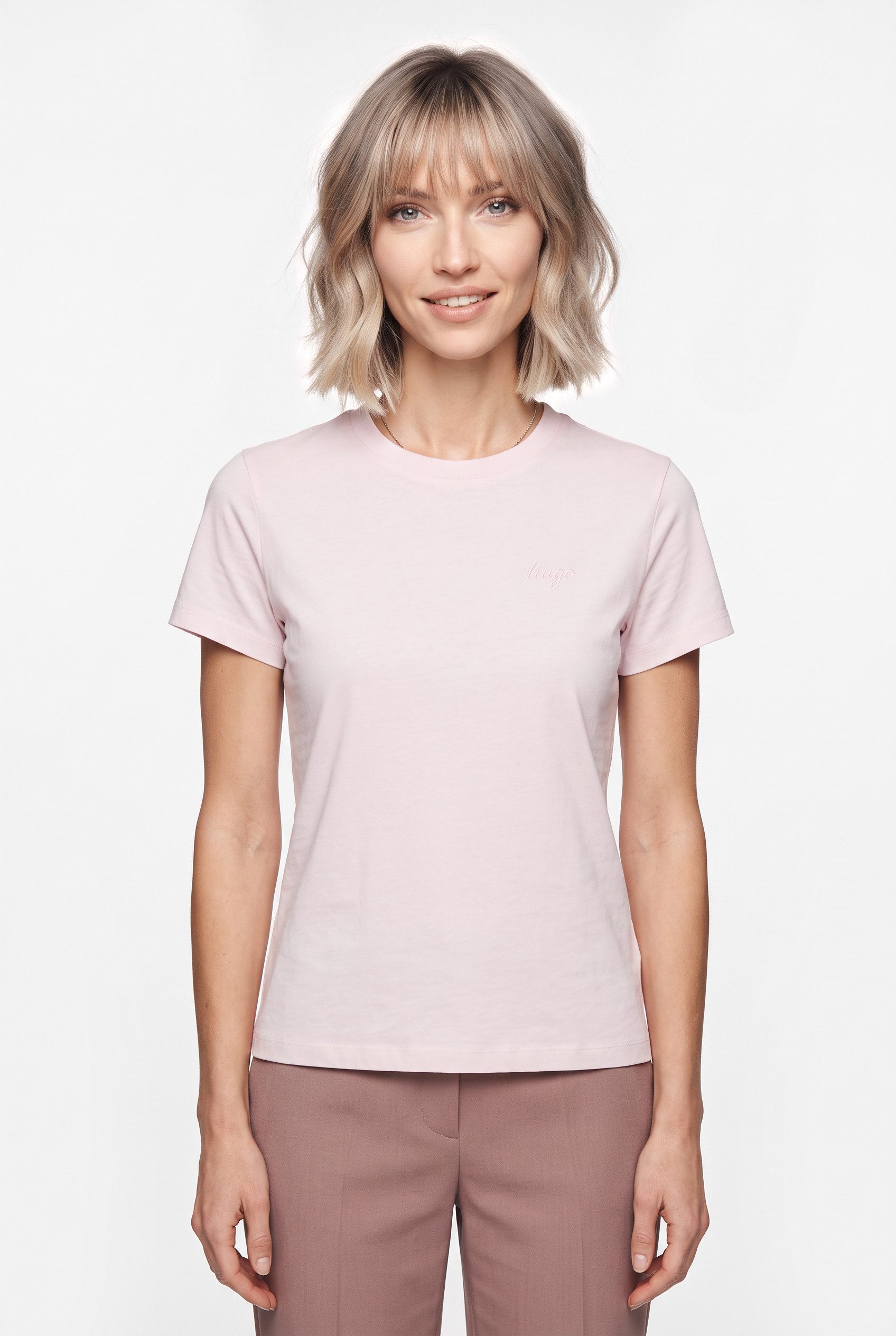 HUGO T-Shirt Damatee mit Logoschriftzug, reine Baumwolle