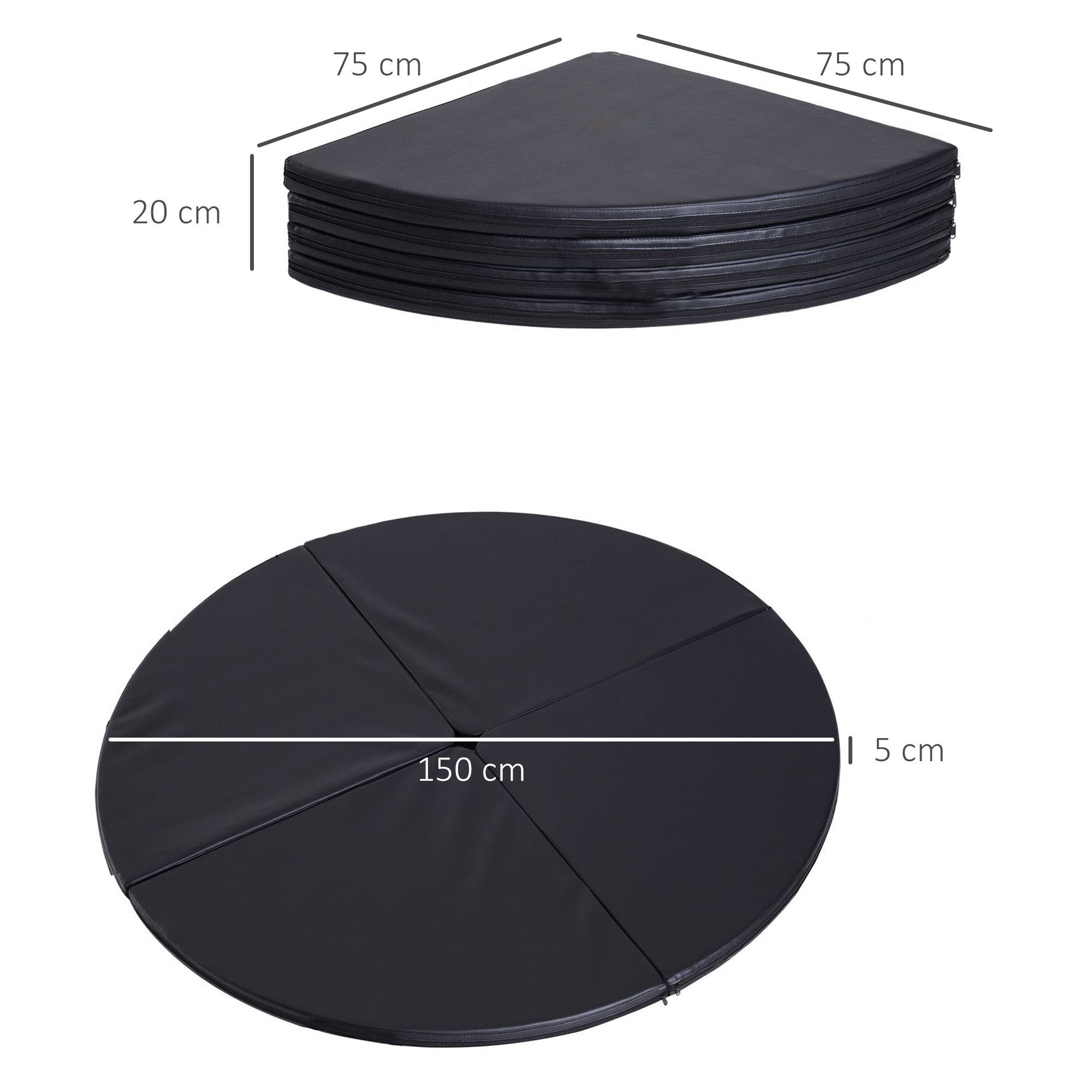 HOMCOM Fitnessmatte Pole Dance Matte 5 cm dick, faltbare Sicherheitsmatte (Tanzstangenmatte, 1-St., Stangentanz Schutzmatte), Gymnastik, Yoga, Schwarz