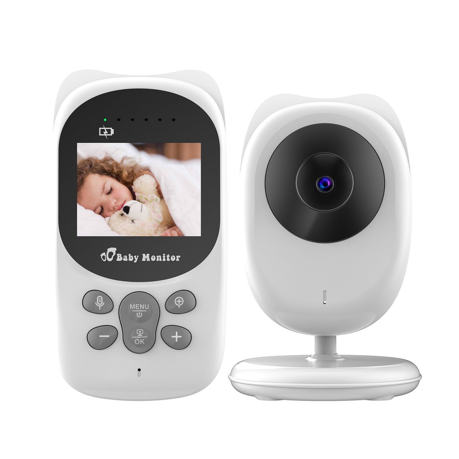 Mutoy Video-Babyphone Babyphone mit Kamera, 2,4 Zoll Farbdisplay Video Baby Monitor, Gegensprechfunktion ECO Modus Nachtsicht Temperatursensor Schlaflieder Lange Akkulaufzeit