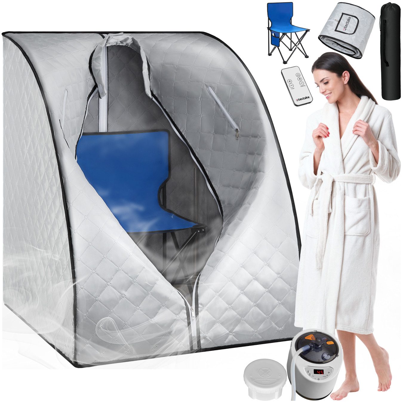tectake Sauna Mobile Dampfsauna ThermaLuxe II, 1000 W, 15 Temperaturstufen, günstig online kaufen