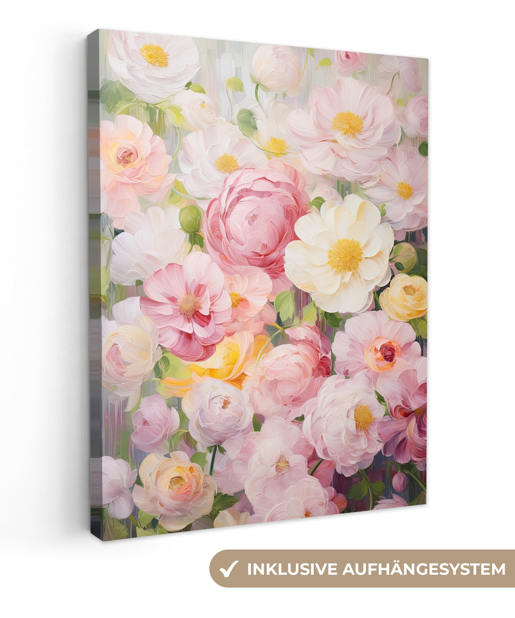 Blumen - Rosa - Botanisch - Kunst - Acrylfarbe