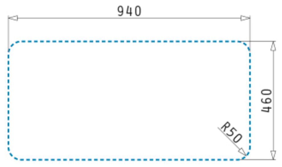 Pyramis stainless steel sink Space Plus, rectangular, 96/48 cm