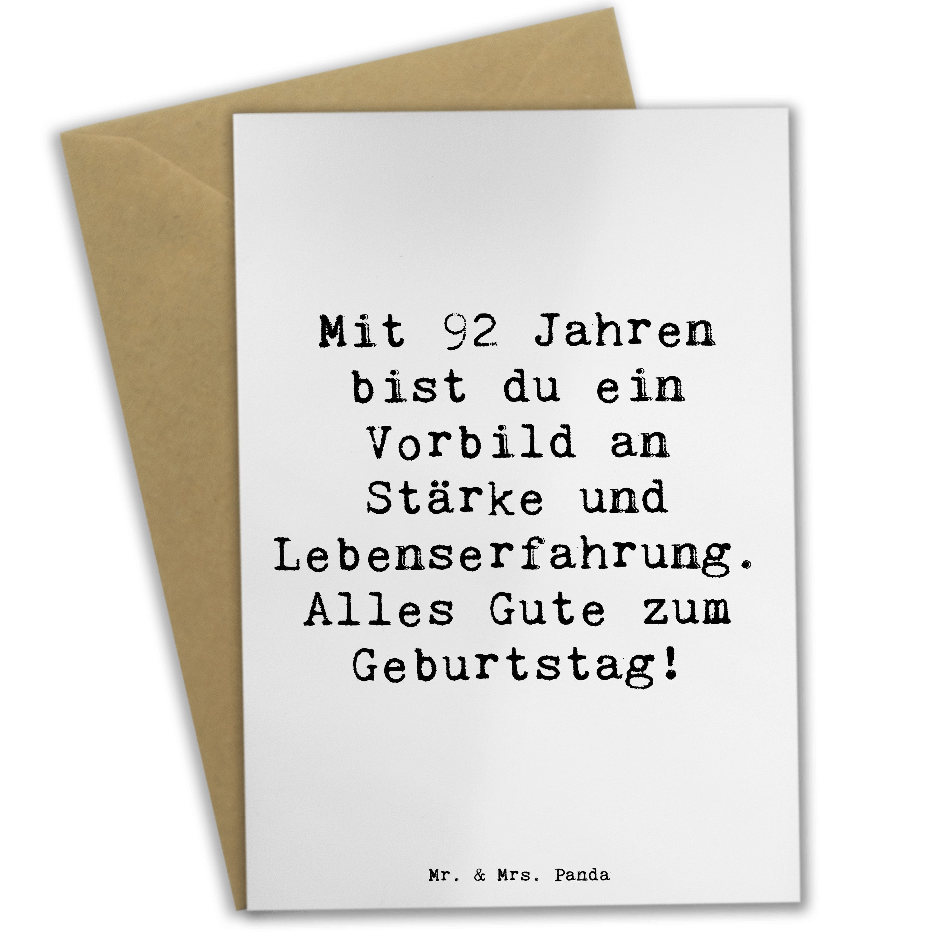Mr. & Mrs. Panda Grußkarte Spruch 92. Geburtstag Wunder Weiß