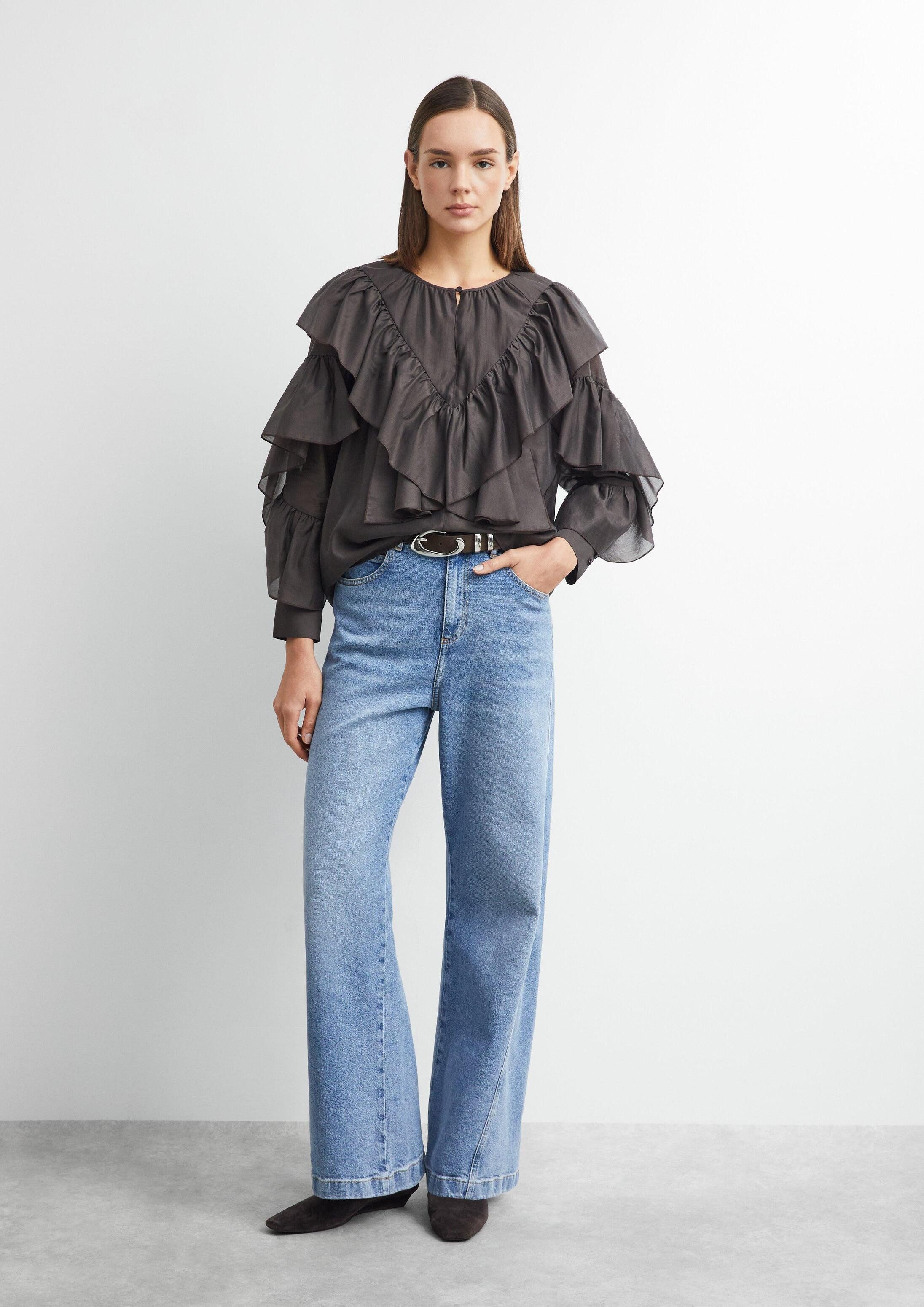 comma Weite Jeans Jeans-Hose ANNA - Wide Leg Jeans mit vorverlegter Naht