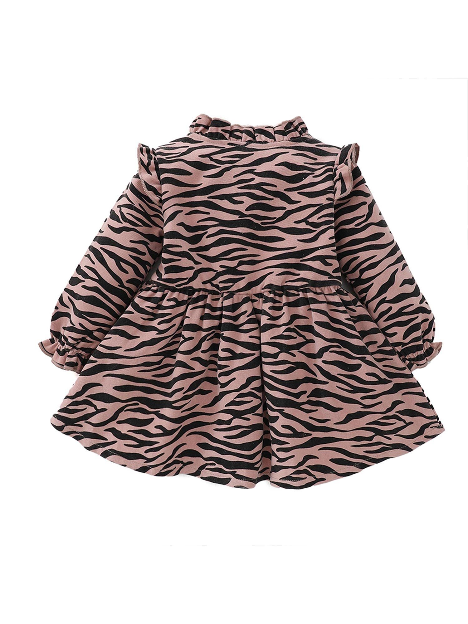 Kinder Mädchen (Gr. 50 - 92) Lapastyle A-Linien-Kleid Lange Ärmel A-Linien-Kleid mit Zebramuster (Nur ein Kleid, keine Tasche)