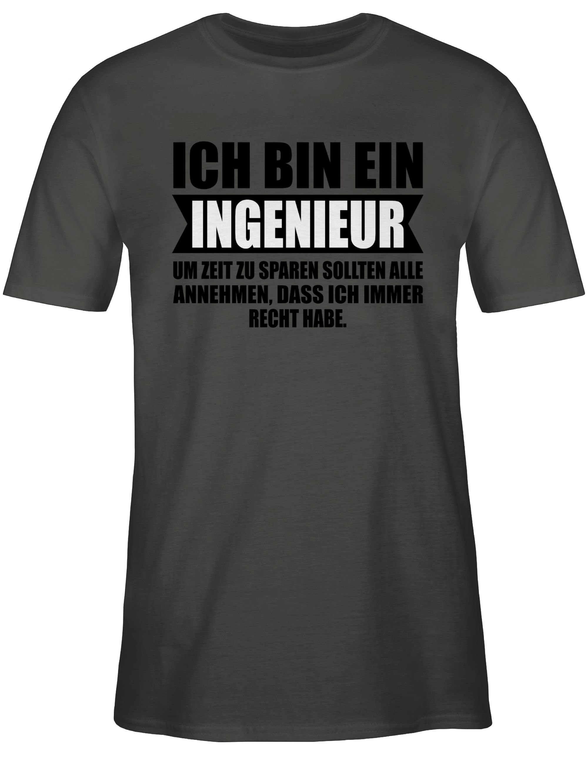 bin und Shirtracer T-Shirt Ingenieur Ich 02 Job Beruf Geschenke Dunkelgrau