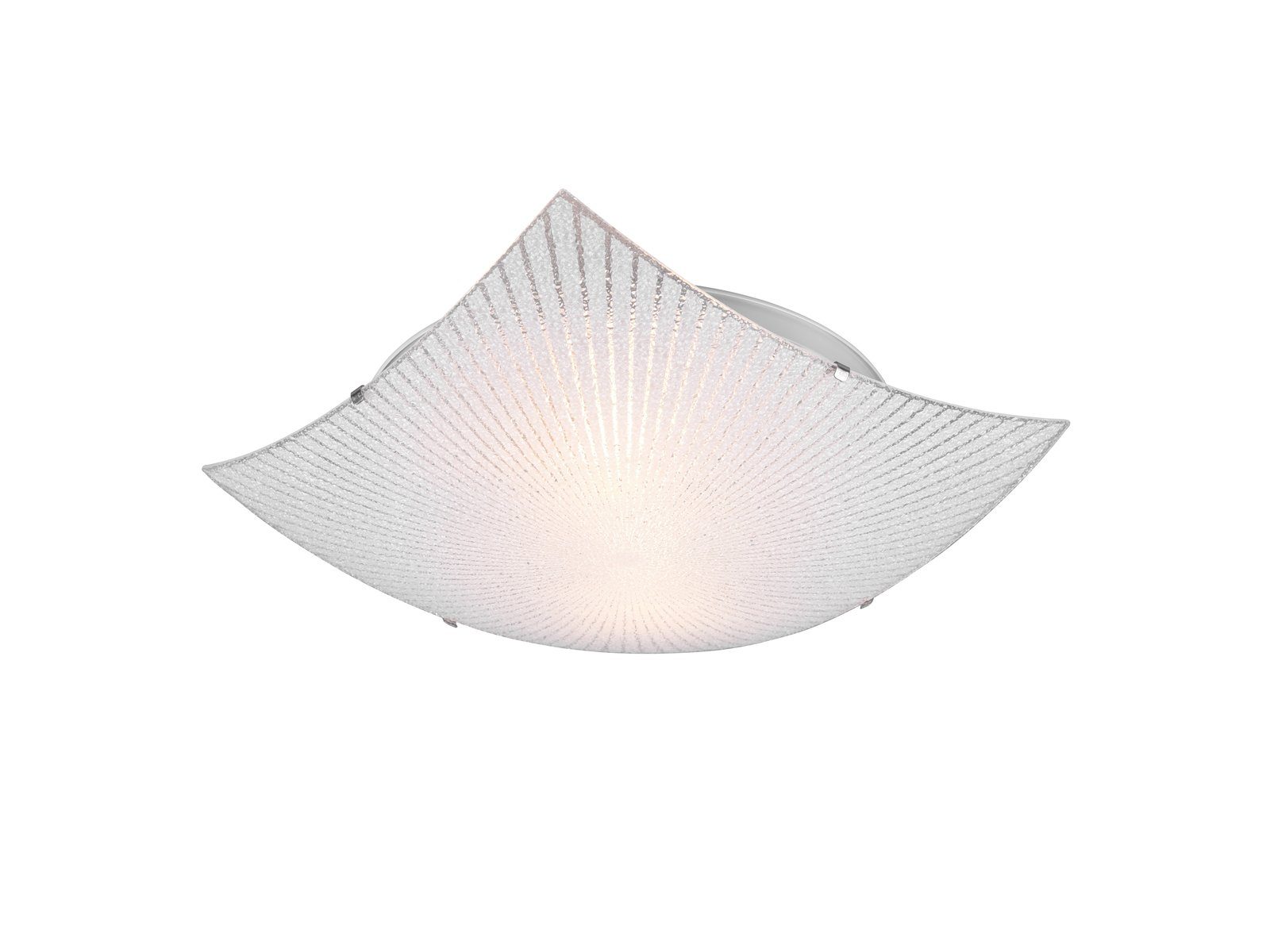 meineWunschleuchte LED Deckenleuchte, LED wechselbar, Lampenschirme Weiß flache Dekor, Design-klassiker Silber Glas Warmweiß, Ø40cm