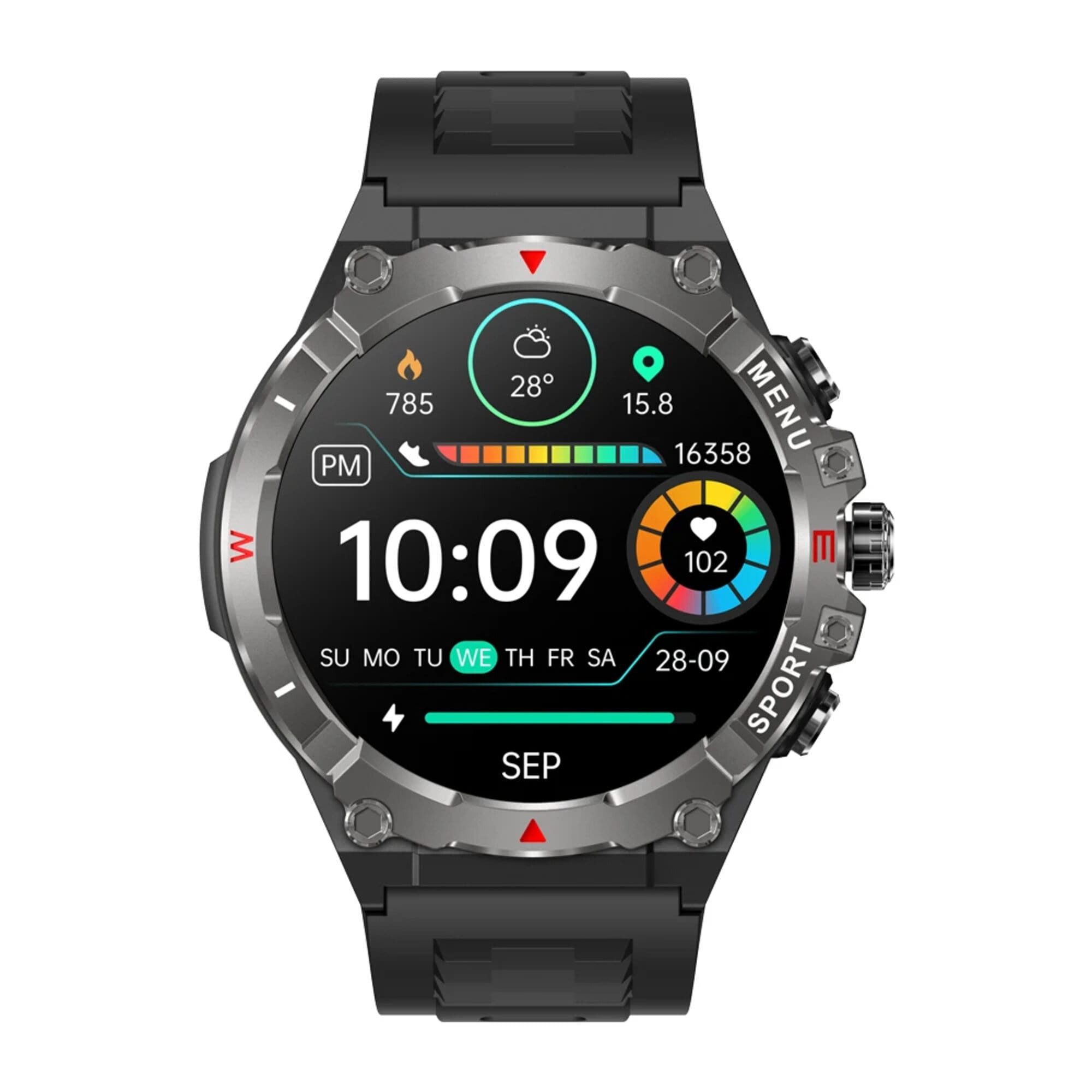 Nagham Ghazal Aswad Smartwatch GPS 1,43 Zoll AMOLED-Display, integrierter Kompass 2025 Smartwatch (4,9cm cm/1.43 Zoll)