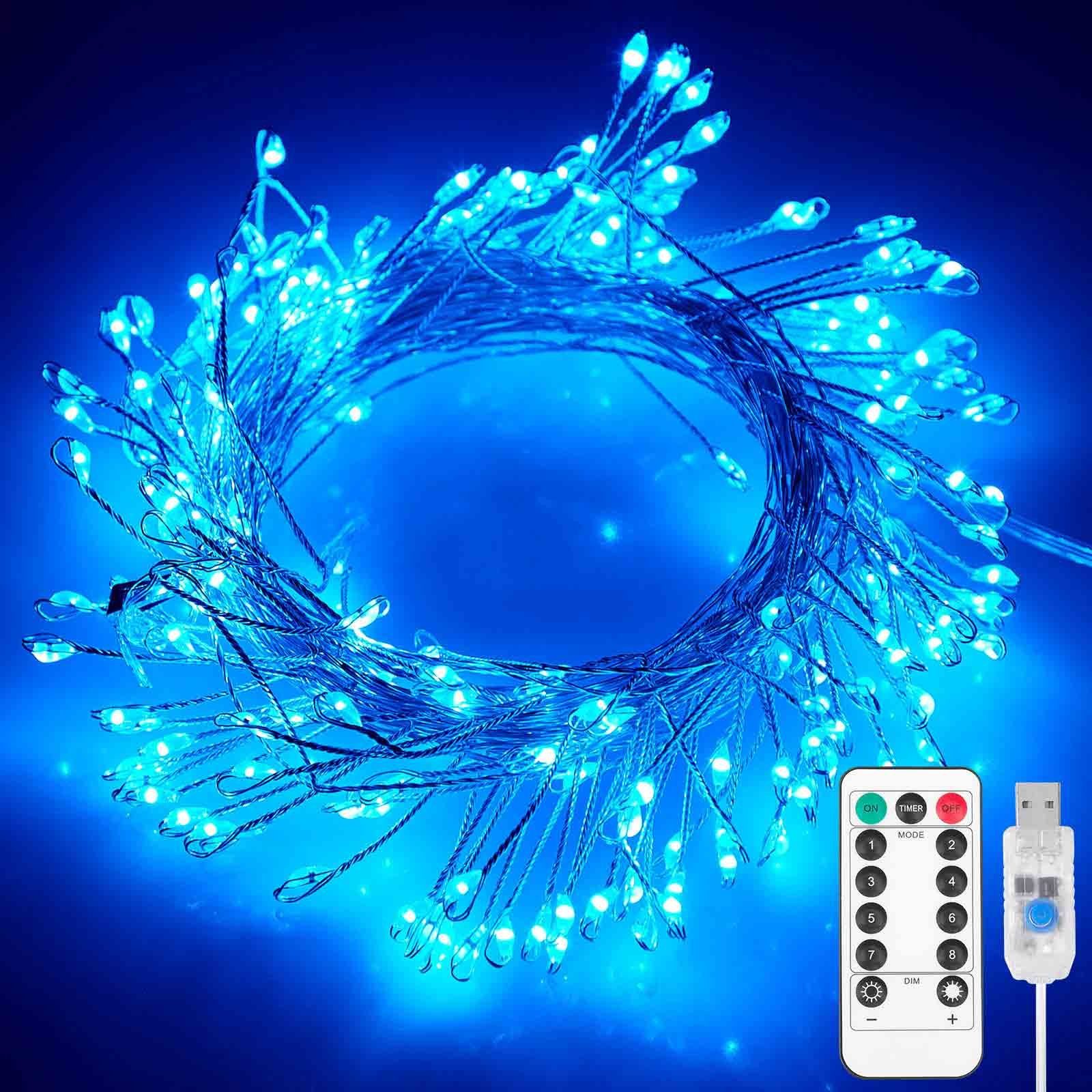 Fernbedienung, Hochzeit Fest Blau Garten für Party, LED-Lichterkette Deko Weihnachten dimmbar, Rosnek 3M/6M, Timer, USB, wasserdicht,