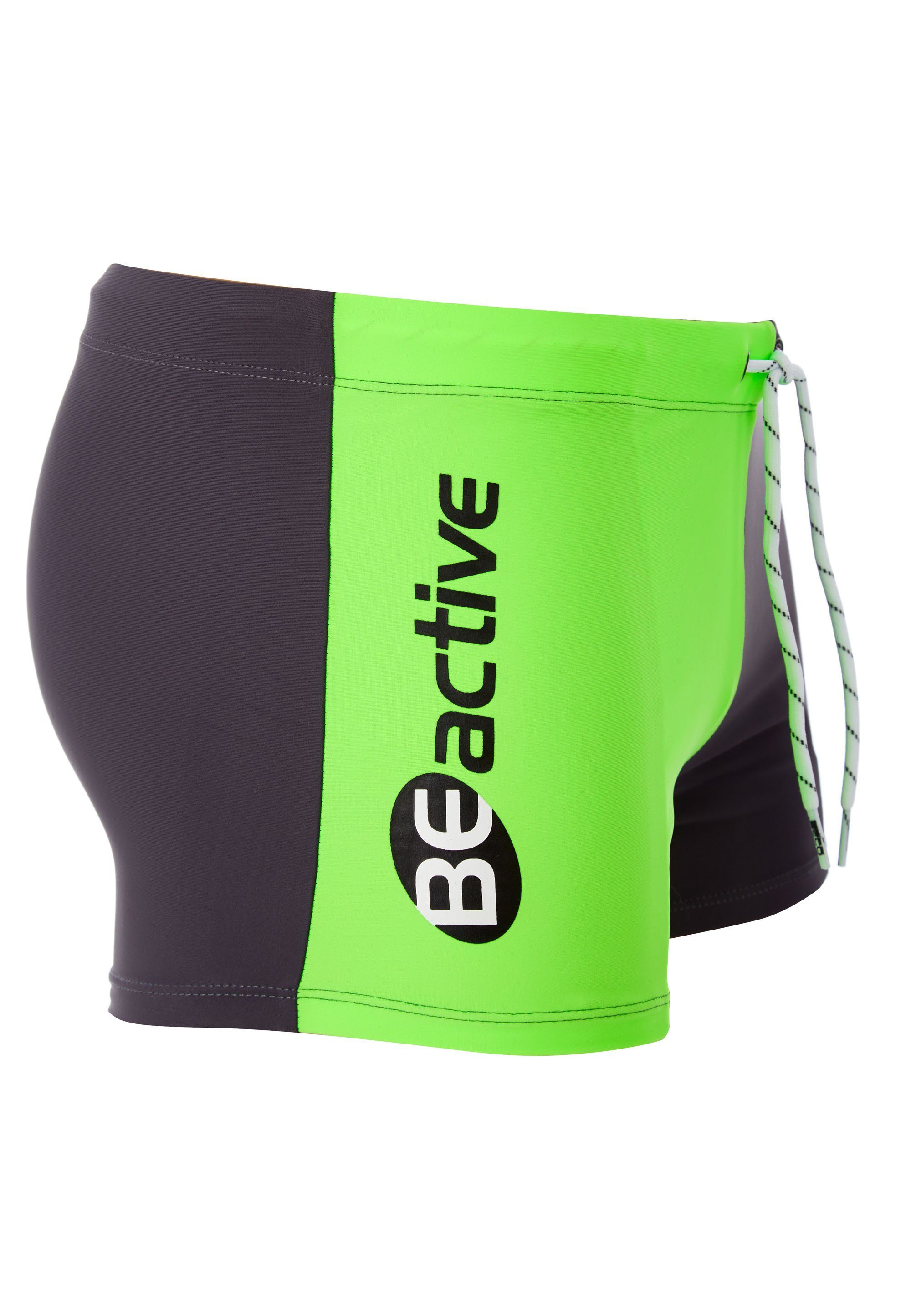 Beco Beermann Badehose BEaktive Design Bund mit in (1-St) zweifarbigem elastischem schwarz, hellgrün