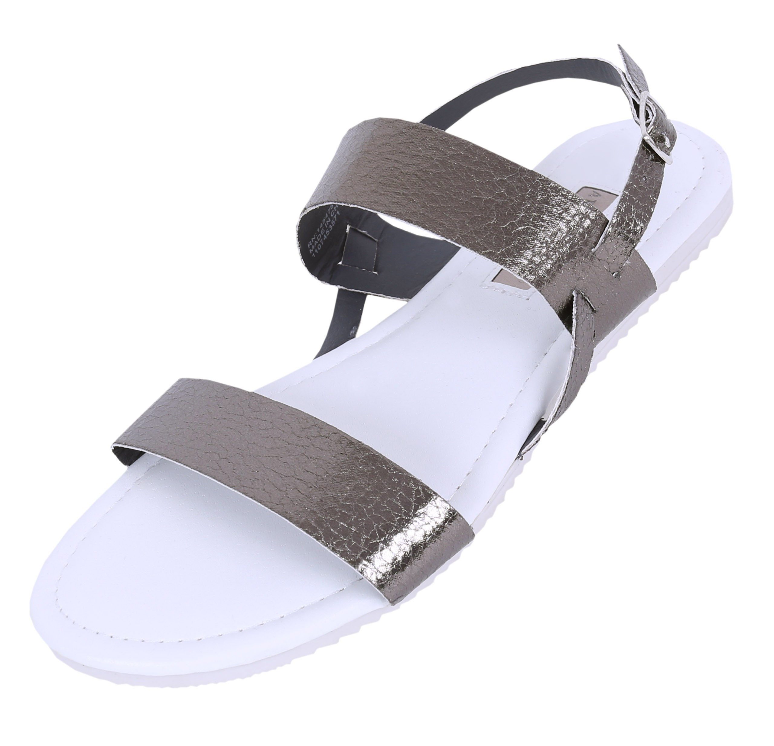 Sarcia.eu Metallische Sandalen für Damen Spangenverschluss Streifen 40-41EU/ 7UK Badesandale