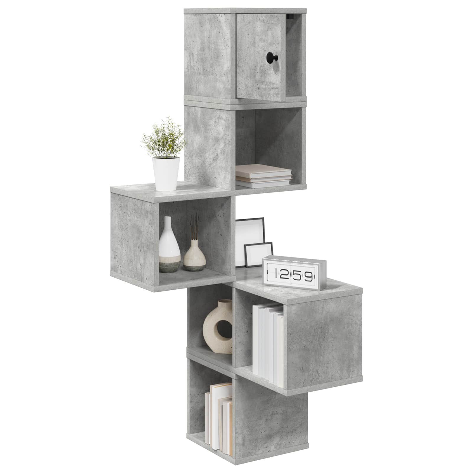 vidaXL Regal Wand-Eckregal Betongrau 48 x 48 x 120 cm Holzwerkstoff, 1-tlg.