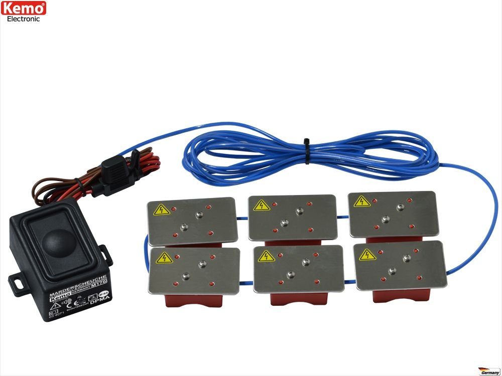 Kemo Ultraschall-Tierabwehr Kemo Marderschreck M176 Marderschutz Marderabwehr Marderscheuche, Einzeln 7-tlg., Hochspannungskontaktplatten