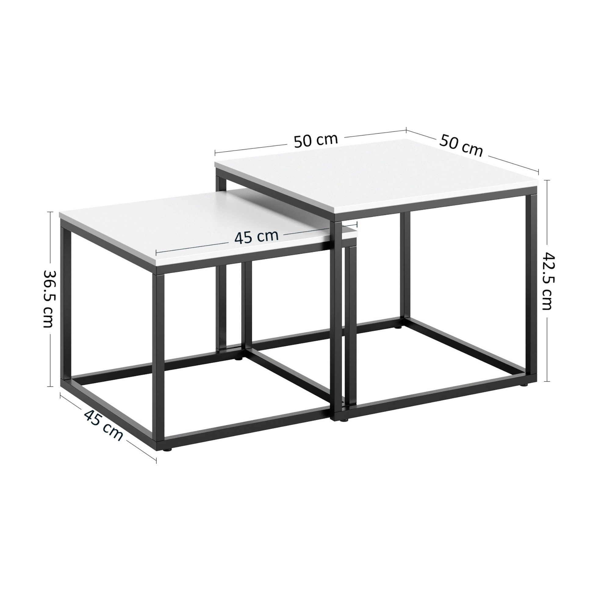 Home Collective Couchtisch Kleiner 2er Set aus Holz, Wohnzimmertisch Modern (Beistelltisch Set 2 in 1 mit Metallgestell, Büro Beistelltisch Loft Design TWIN, kr – Bild 3 von 3