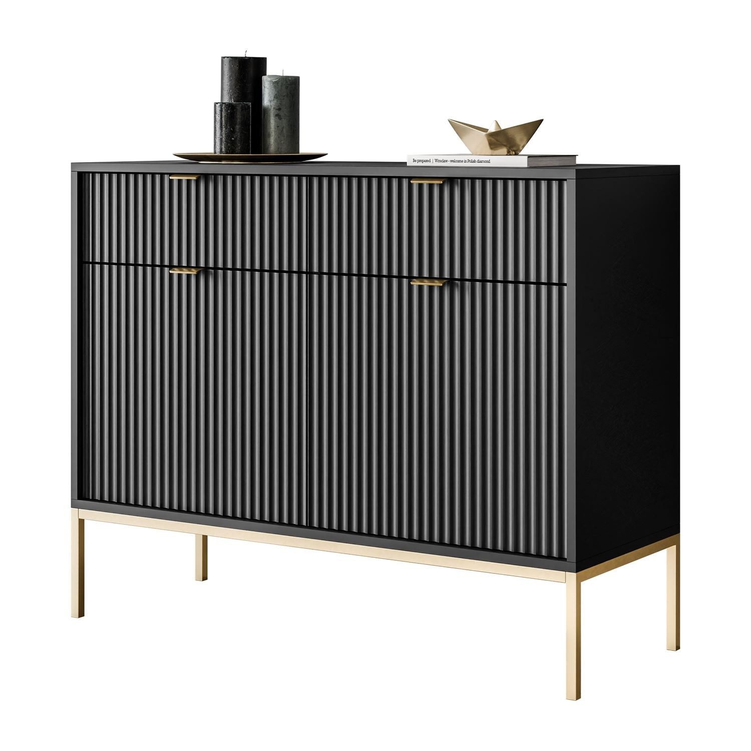 Lookway Kommode CORTADO GOLD KSZ104 mit Schubladen, 104x39x83 cm