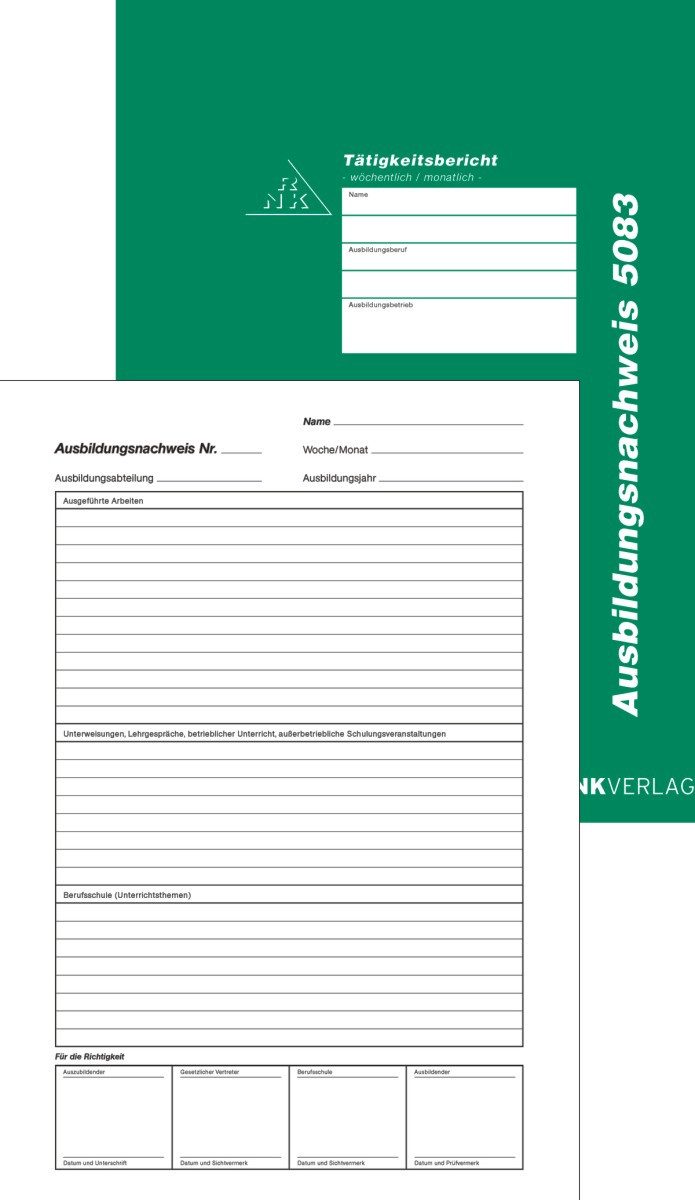 RNK Verlag Formularblock Ausbildungsnachweis A4 Heft 28 Blatt
