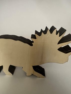 Stelby Dekofigur Dekoration Holzmodell Triceratops mit Led Lichtern