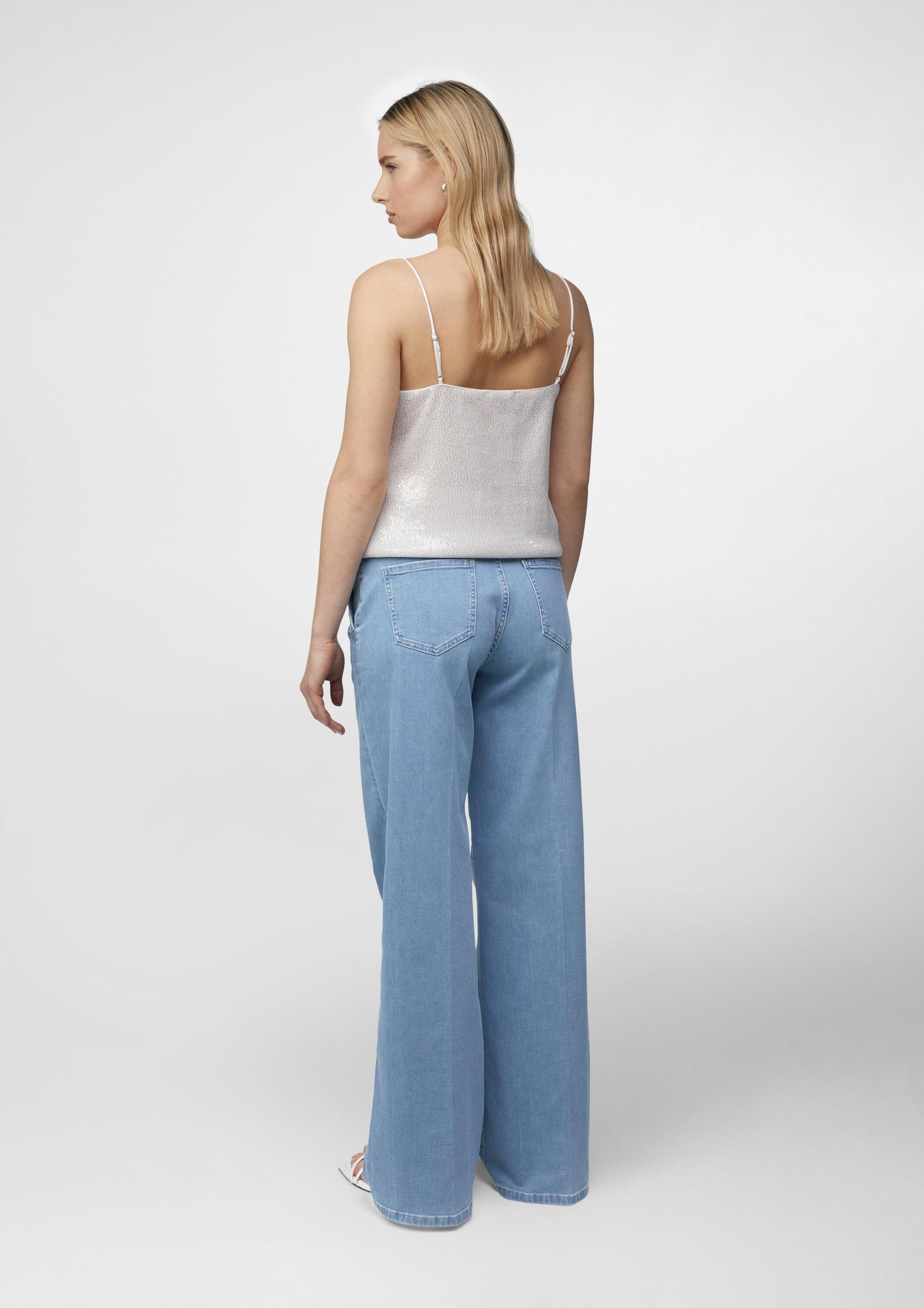 comma Weite Jeans Jeans-Hose Elastische Wide-Leg-Jeans im Loose Fit