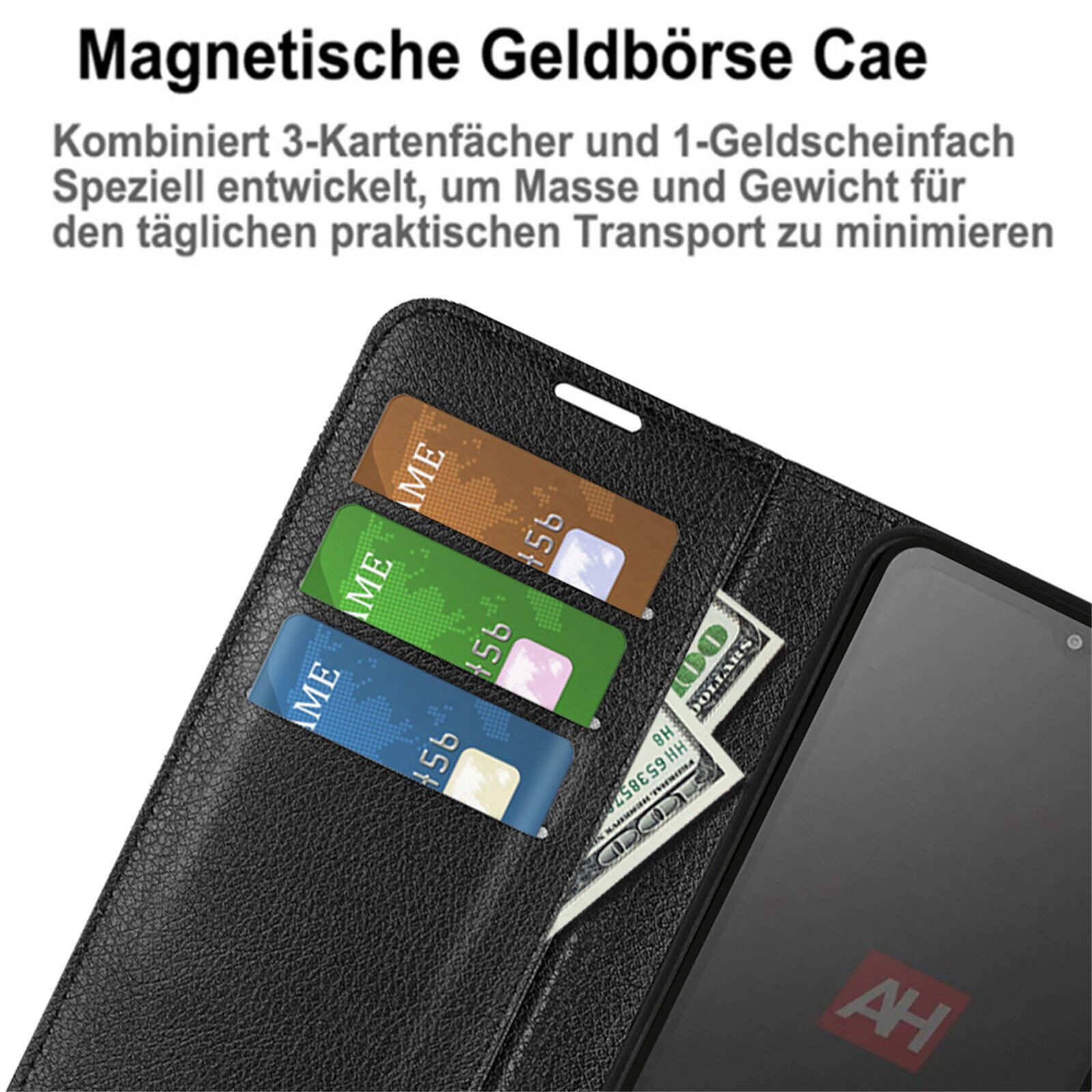 betterfon Handyhülle Handytasche für Samsung Galaxy Xcover 7 Schutzhülle Klapphülle Schwarz, 3 Kartenfächer, Magnetverschluss & Standfunktion im Lederlook