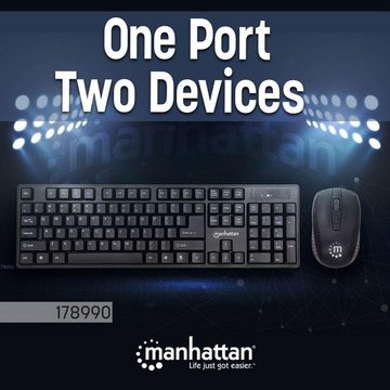 MANHATTAN Wireless Desktop Set, Funktastatur und Maus Wireless-Tastatur (Englisches Tastaturlayout QWERTY)