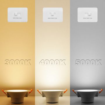 ENUOTEK LED Einbaustrahler 12W LED Einbauleuchten Bad Küche Lichtfarbe Einstellbar 1100Lm IP44, Nicht Dimmbar, LED fest integriert, Warmweiß 3000K, Neutralweiß 4000K, Kaltweiß 5000K, LED Deckenleuchte