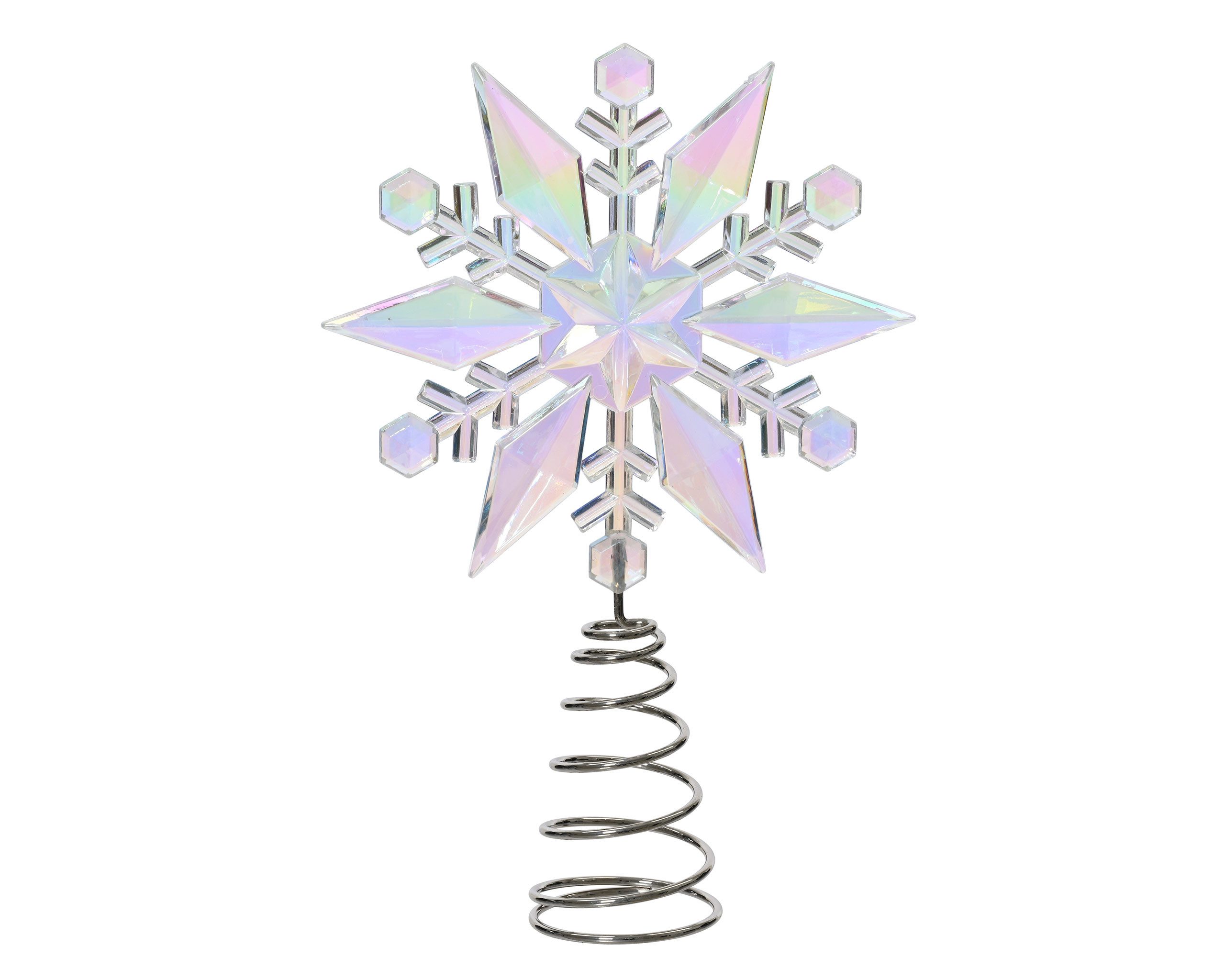 Kaemingk Christbaumspitze, Christbaumspitze Schneeflocke 15cm Kunststoff Klar Irisierend