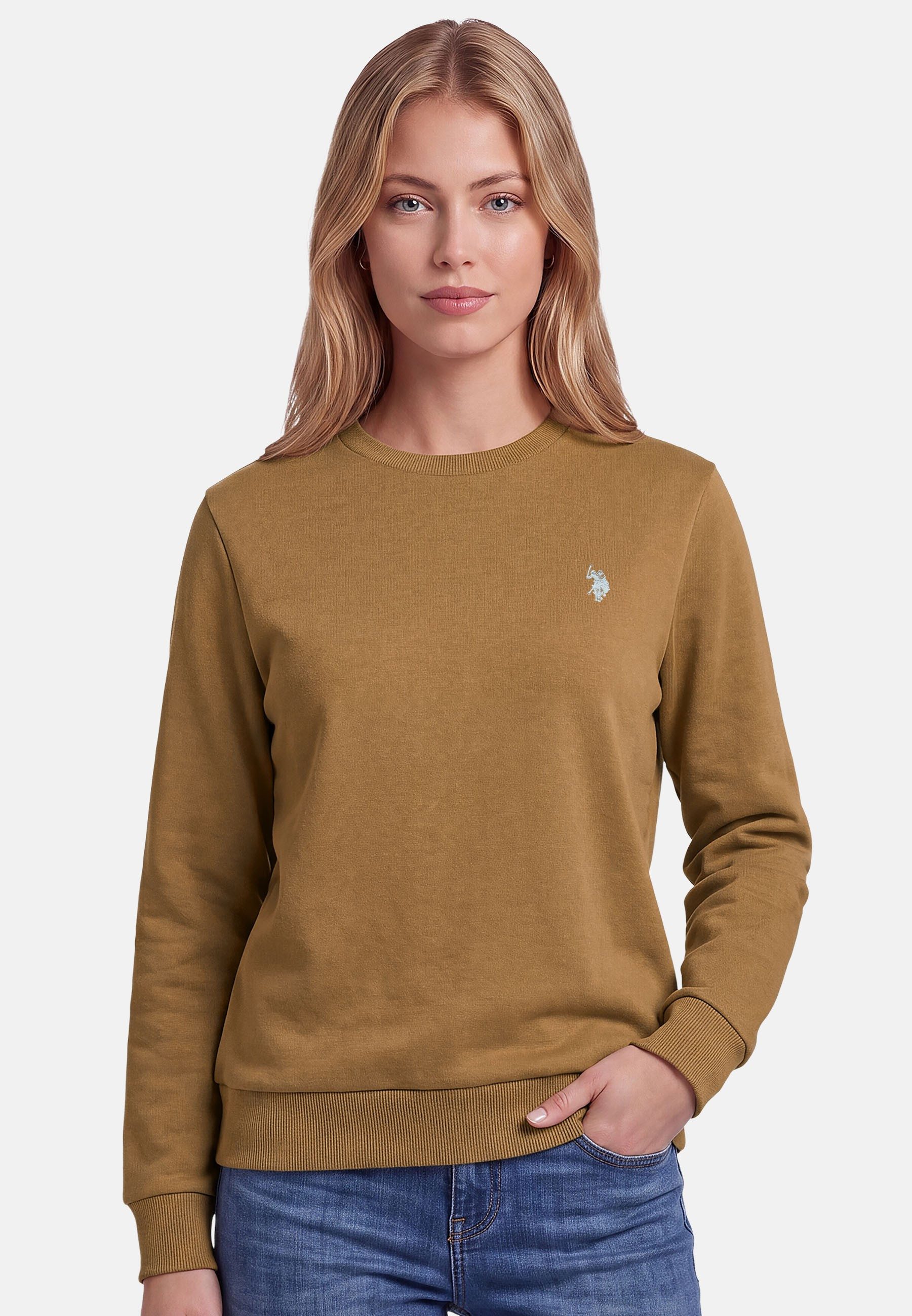 U.S. Polo Assn. Rundhalspullover USZoee – Damen Sweatshirt mit Rundhalsausschnitt Weiche Baumwollmischung, femininer Schnitt und Logo-Stickerei
