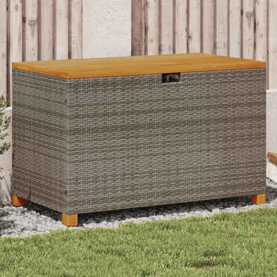 vidaXL Gartenbox Gartentruhe Grau 110x55x63 cm Poly Rattan Akazienholz