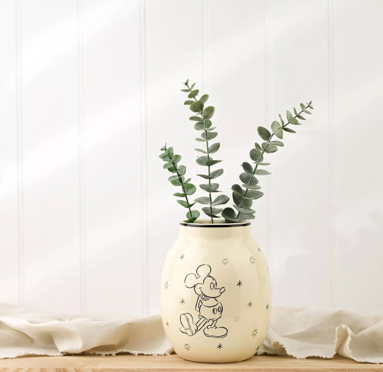 Disney Dekovase Mickey Maus Premium Gold/Weiss Vase Disney Store