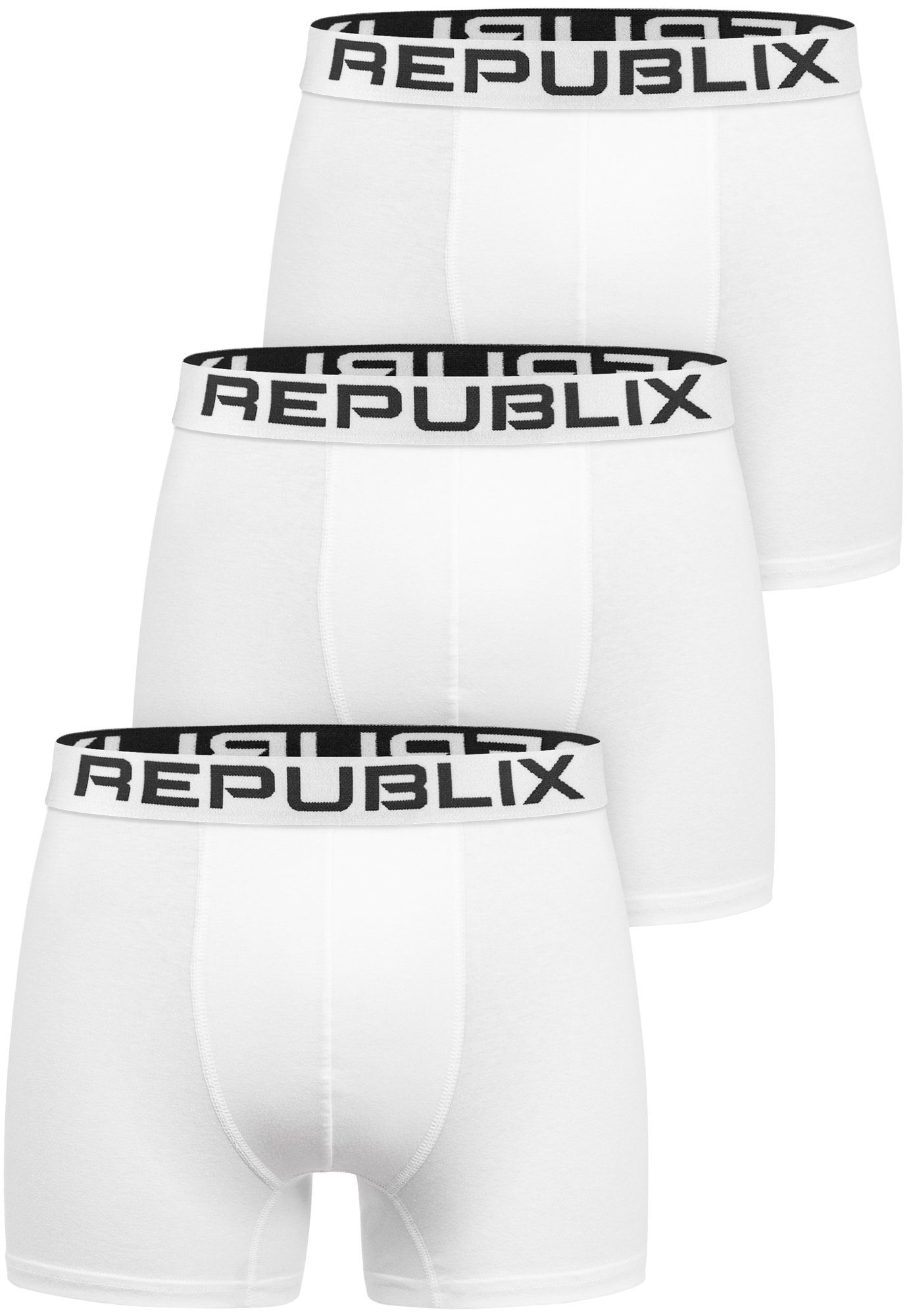 REPUBLIX Boxershorts DON (3er-Pack) Herren Baumwolle Männer Unterhose Unterwäsche Weiß/Weiß