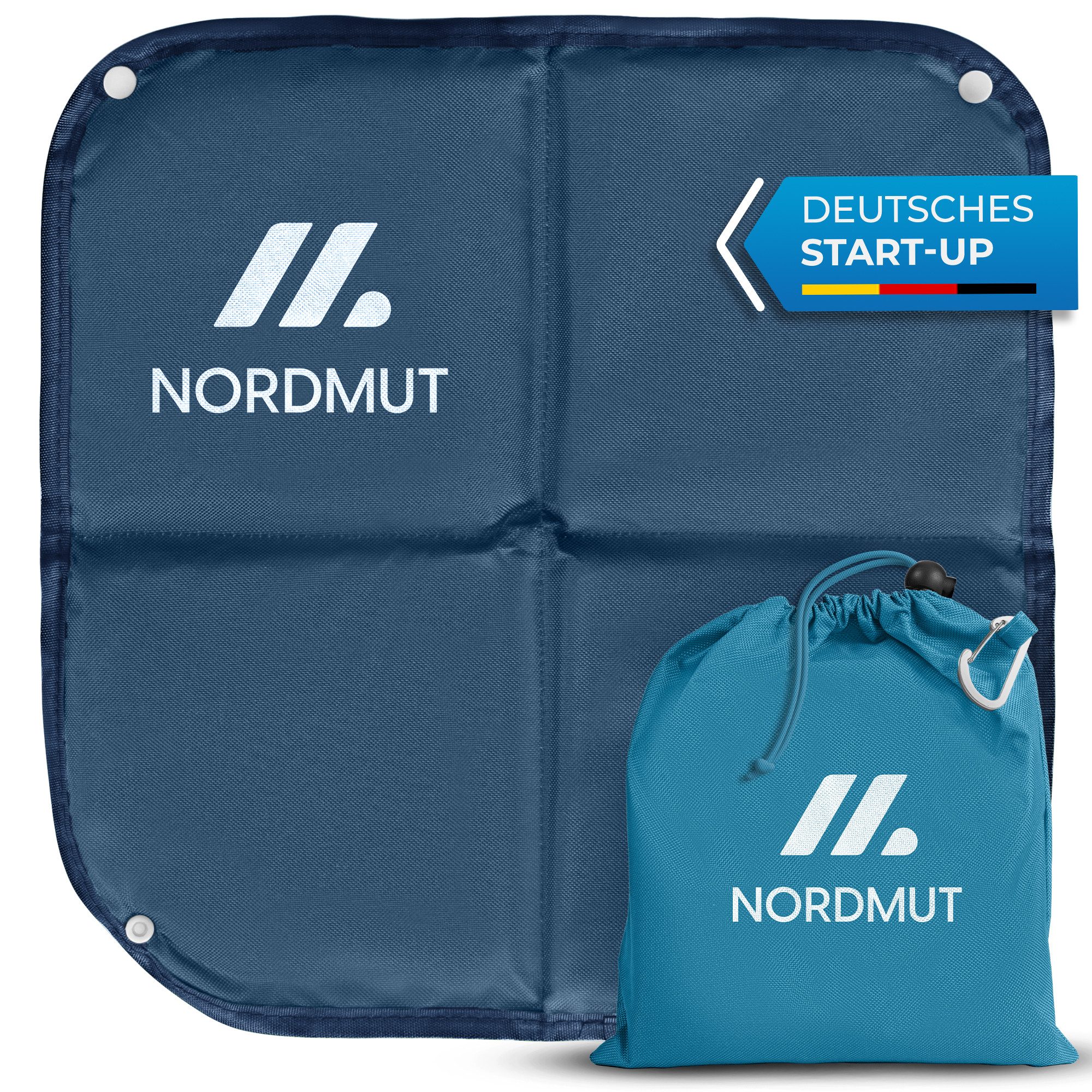 Nordmut Thermositzkissen Sitzkissen Outdoor, Wandern Camping, faltbar, wetterfest, leicht, Spar-Set, 1-tlg., Nordmut Nallo + Alu Karabiner + Transportbeutel, isolierend, wasserabweisend, ultraleicht, atmungsaktiv, Trekking