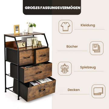 COSTWAY Nachtschrank mit 4 Schubladen und Ablage, 45x30x92cm