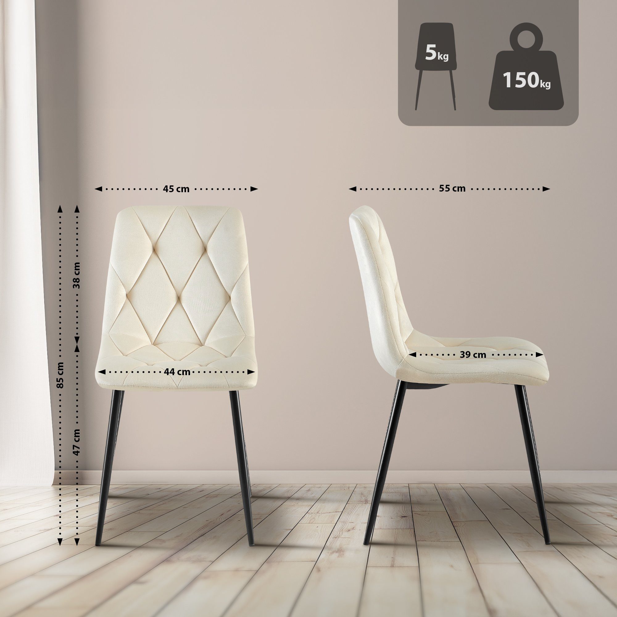 CLP Esszimmerstuhl Clairton (2er Set, 2 St), mit Stoff- oder Samtbezug, Met günstig online kaufen