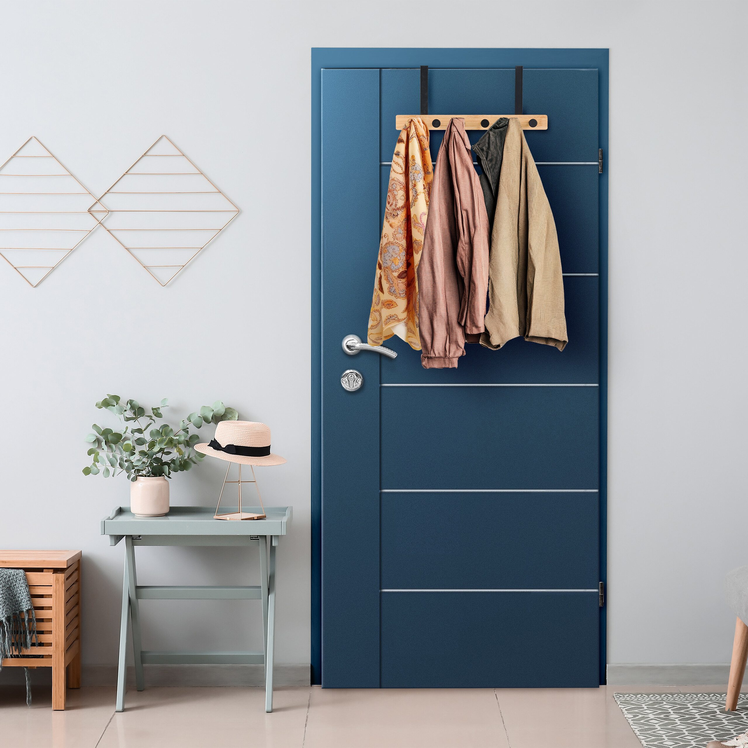 relaxdays Türgarderobe mit 6 Hake, Türen, schwarz günstig online kaufen