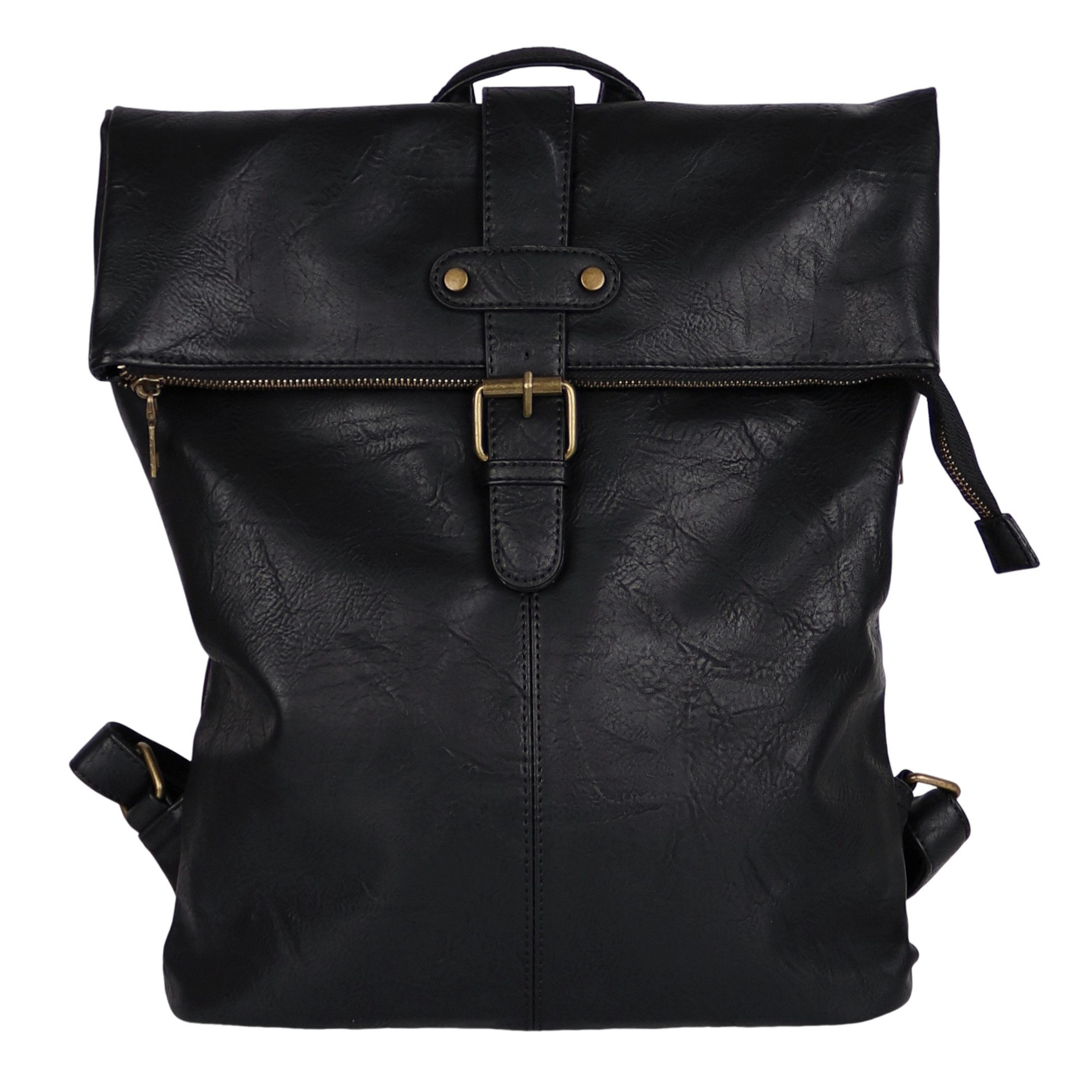 MIRROSI Rucksack Damen Tagesrucksack aus Kunstleder (32 x (40 + 5) x 8 cm), aus hochwertigem Kunstleder, Rucksack, Daypack