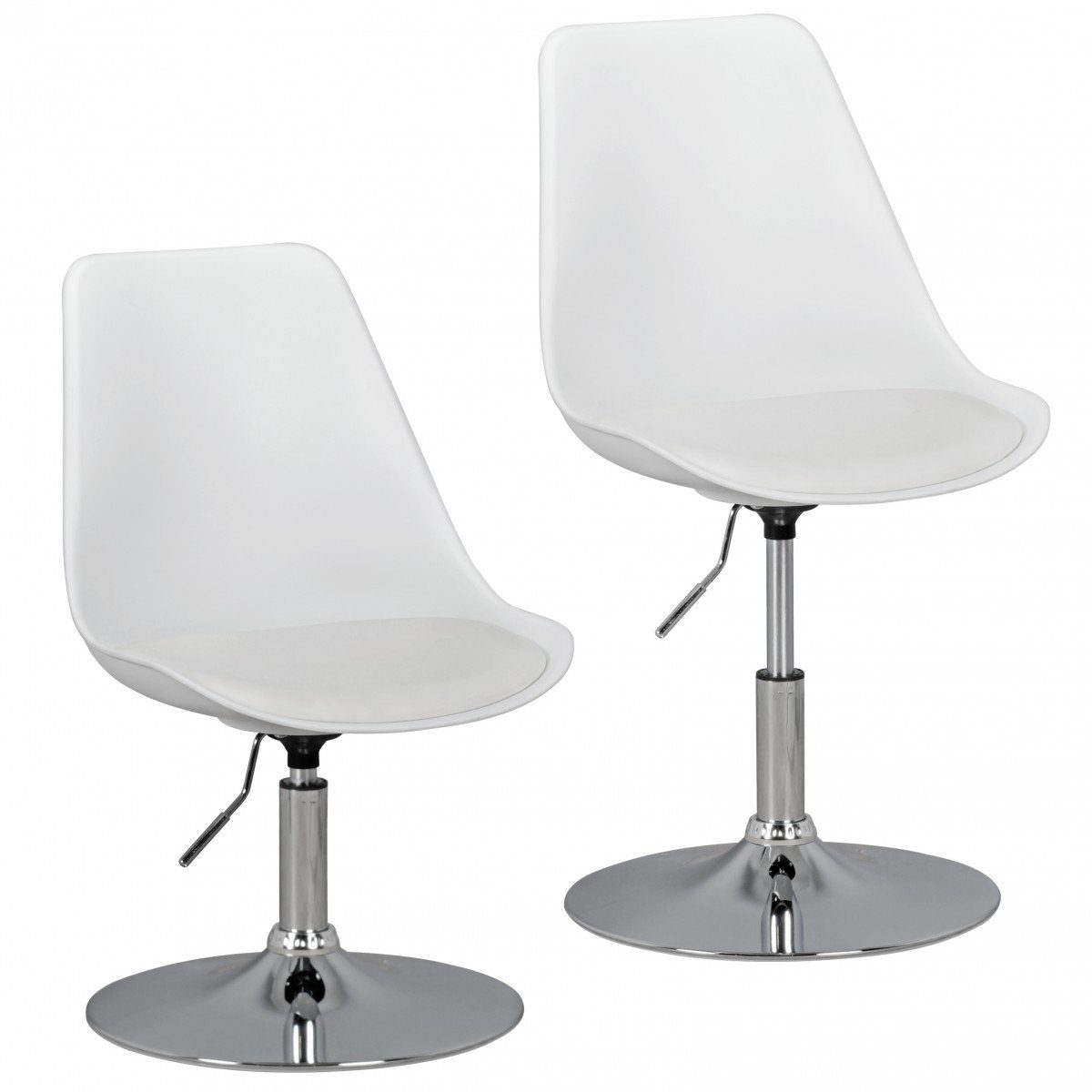 KADIMA Bequemer Trompetenstuhl Besucherstuhl Büro-Stuhl - Kunstlederbezug DESIGN Weiß | mit Weiß
